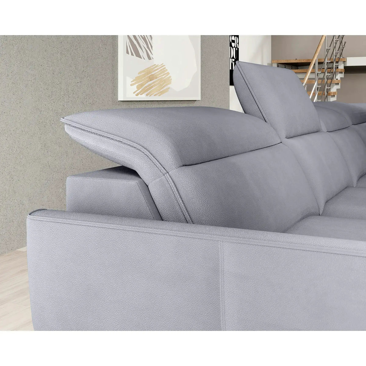 Coltar MURILLO XL, personalizabil, cu reglaj electric, tetiere reglabile si lada depozitare, 350x218x100 cm