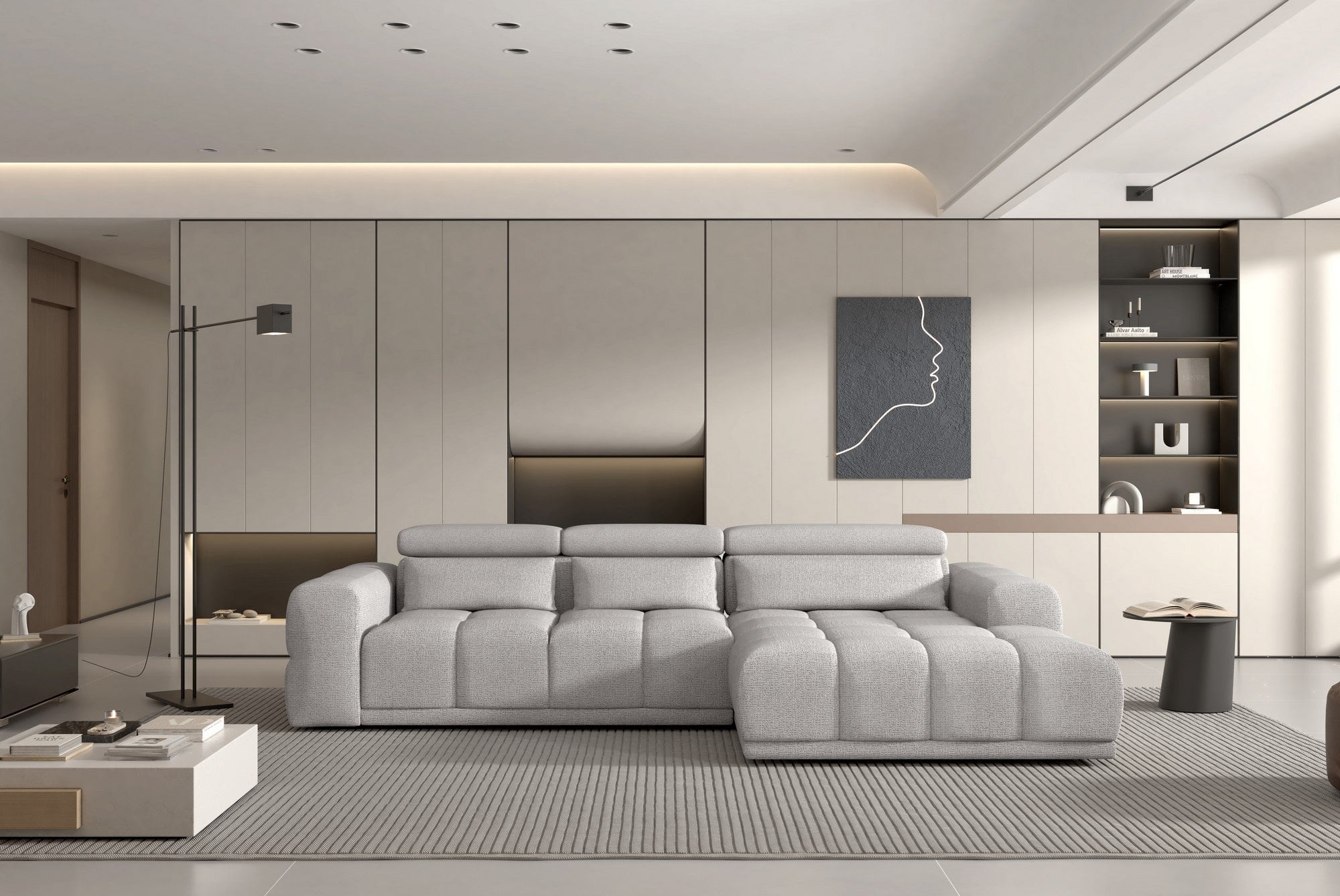 Coltar PANAMA BOX S, personalizabil materiale Gama Oferta Avantaj, cu lada depozitare si reglaj electric, 290x188x98 cm