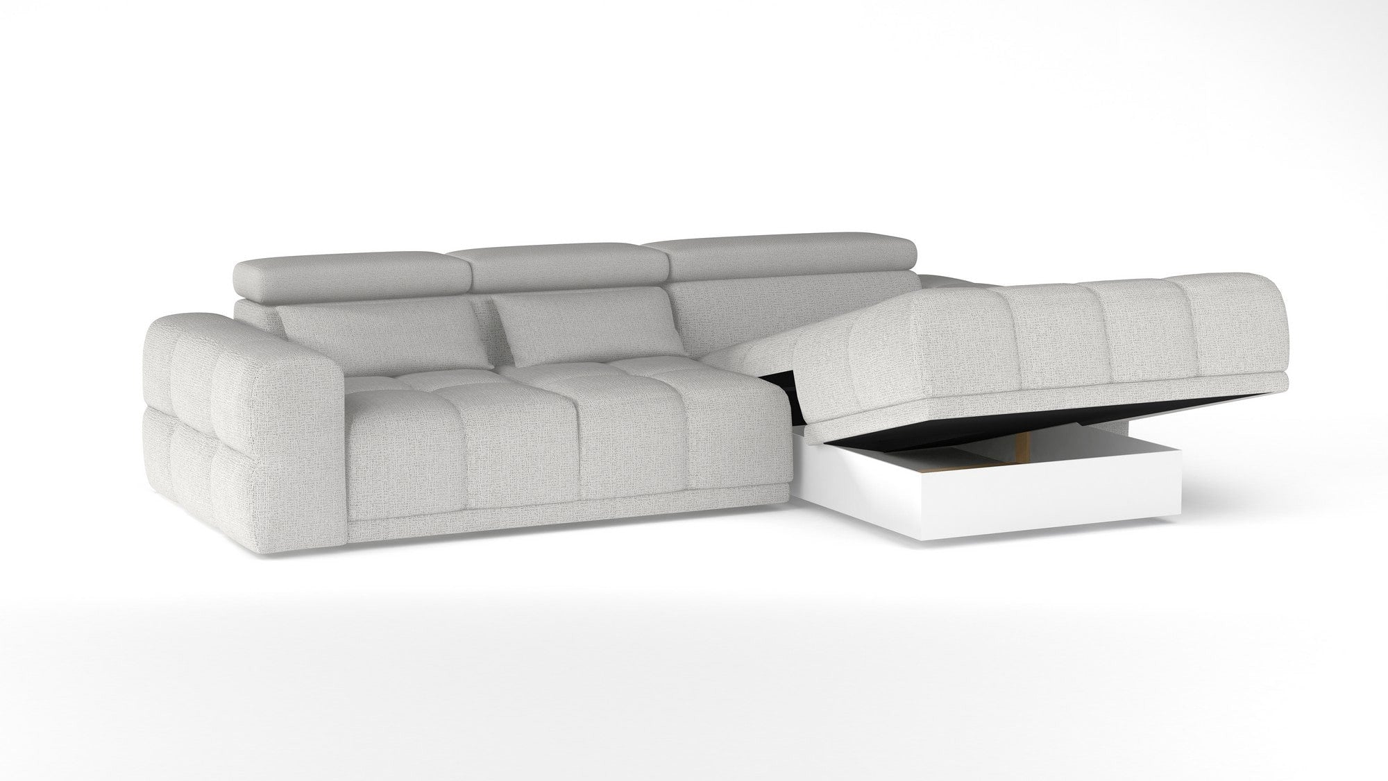 Coltar PANAMA BOX S, personalizabil materiale Gama Oferta Avantaj, cu lada depozitare si reglaj electric, 290x188x98 cm