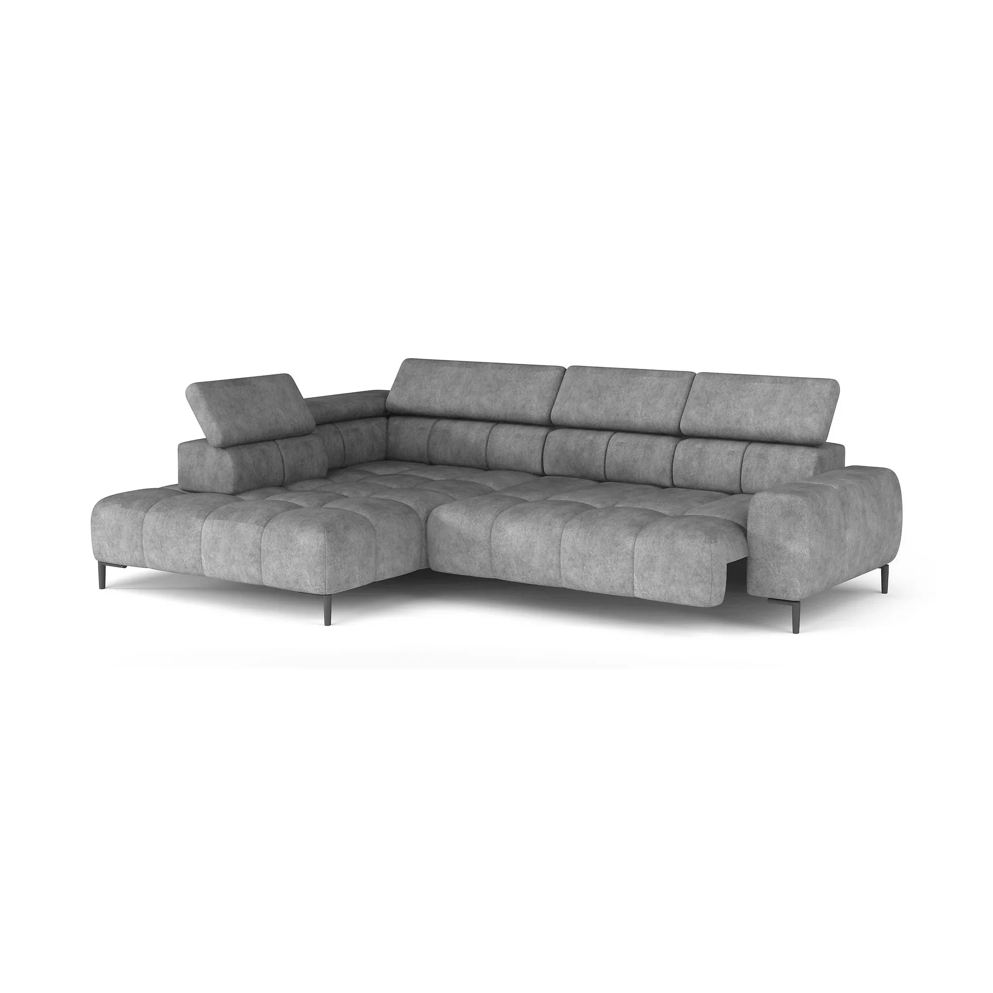 Coltar PLAZA L, personalizabil, cu reglaj electric si tetiere reglabile, 300x216x99 cm