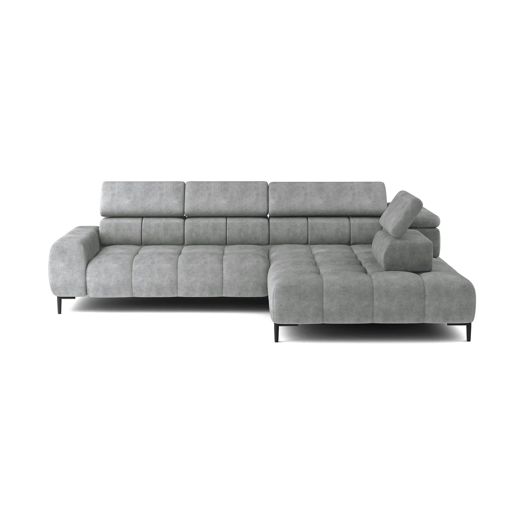 Coltar PLAZA L, sezlong dreapta, stofa catifelata rosu - Vogue 7, cu reglaj electric si tetiere reglabile, 300x216x99 cm