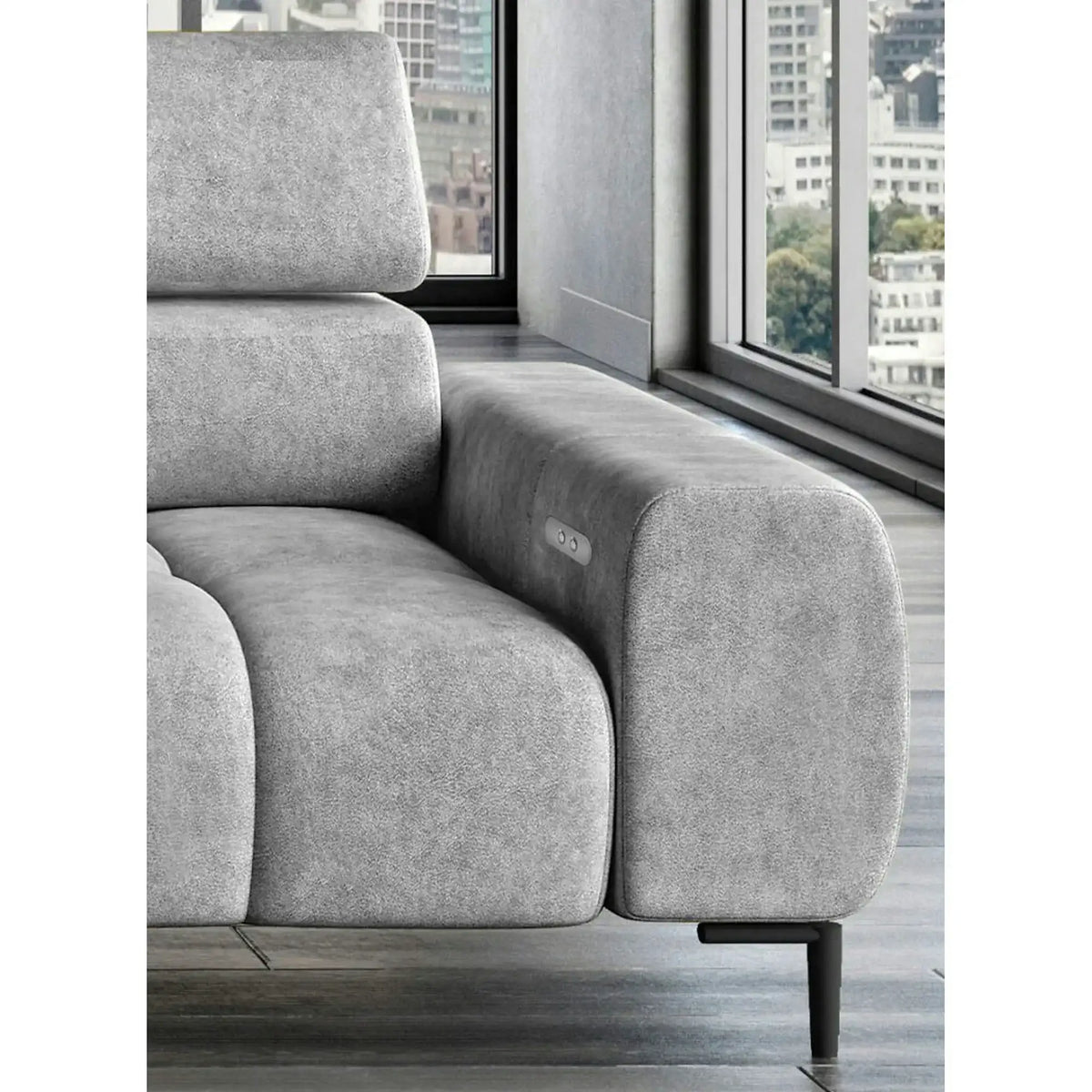 Coltar PLAZA MINI, personalizabil, cu reglaj electric si tetiere reglabile, 270x177x99 cm