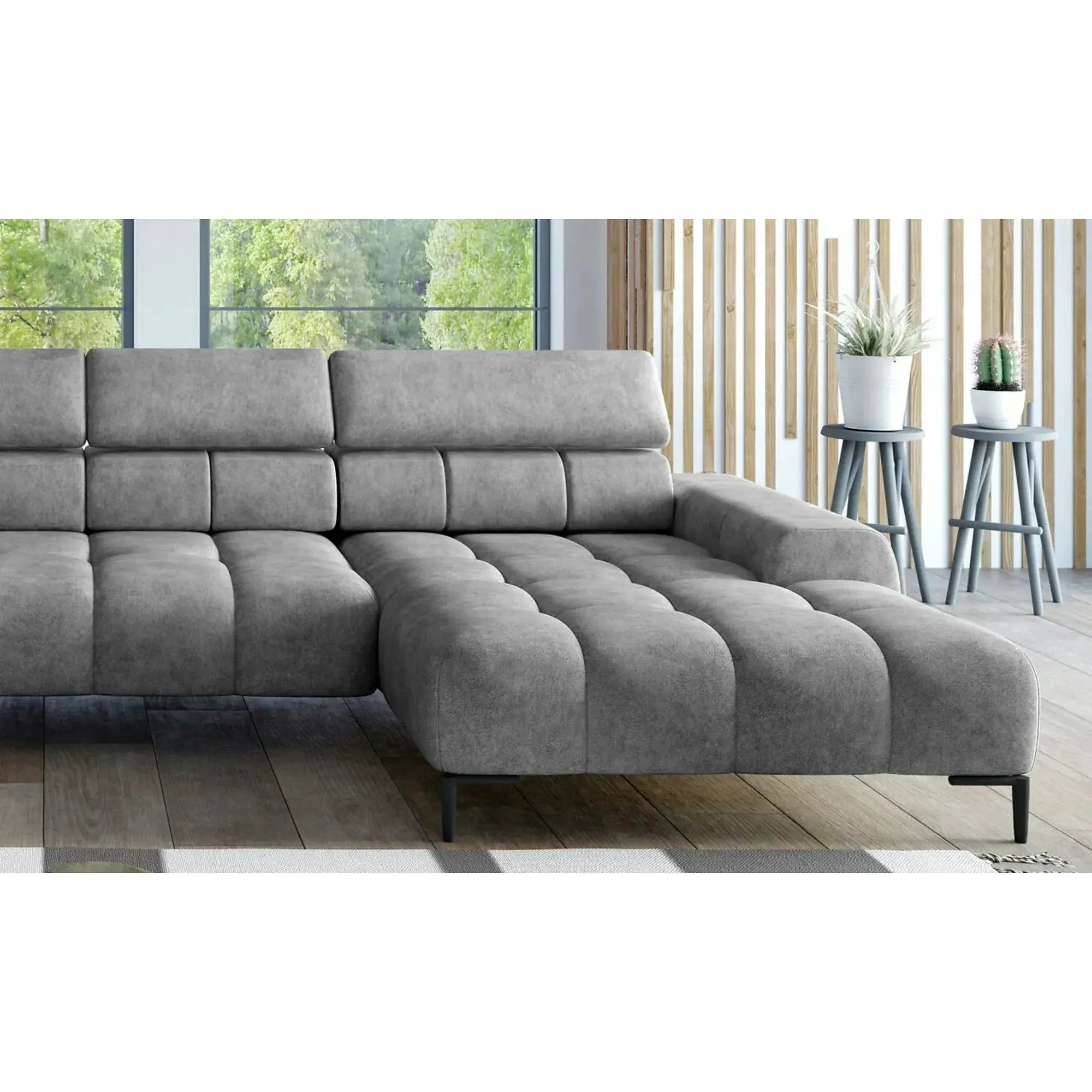 Coltar PLAZA XL, personalizabil, cu reglaj electric, tetiera si spatar reglabil, 385x216x99 cm
