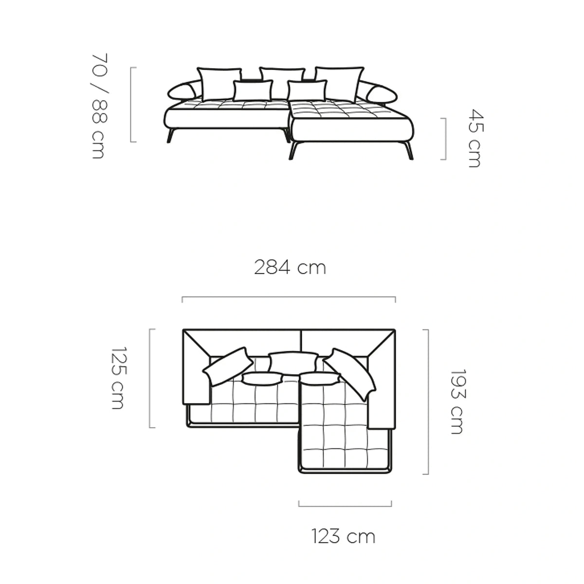 Coltar SELEDO MINI, personalizabil, cu reglaj electric, 280x190x84 cm