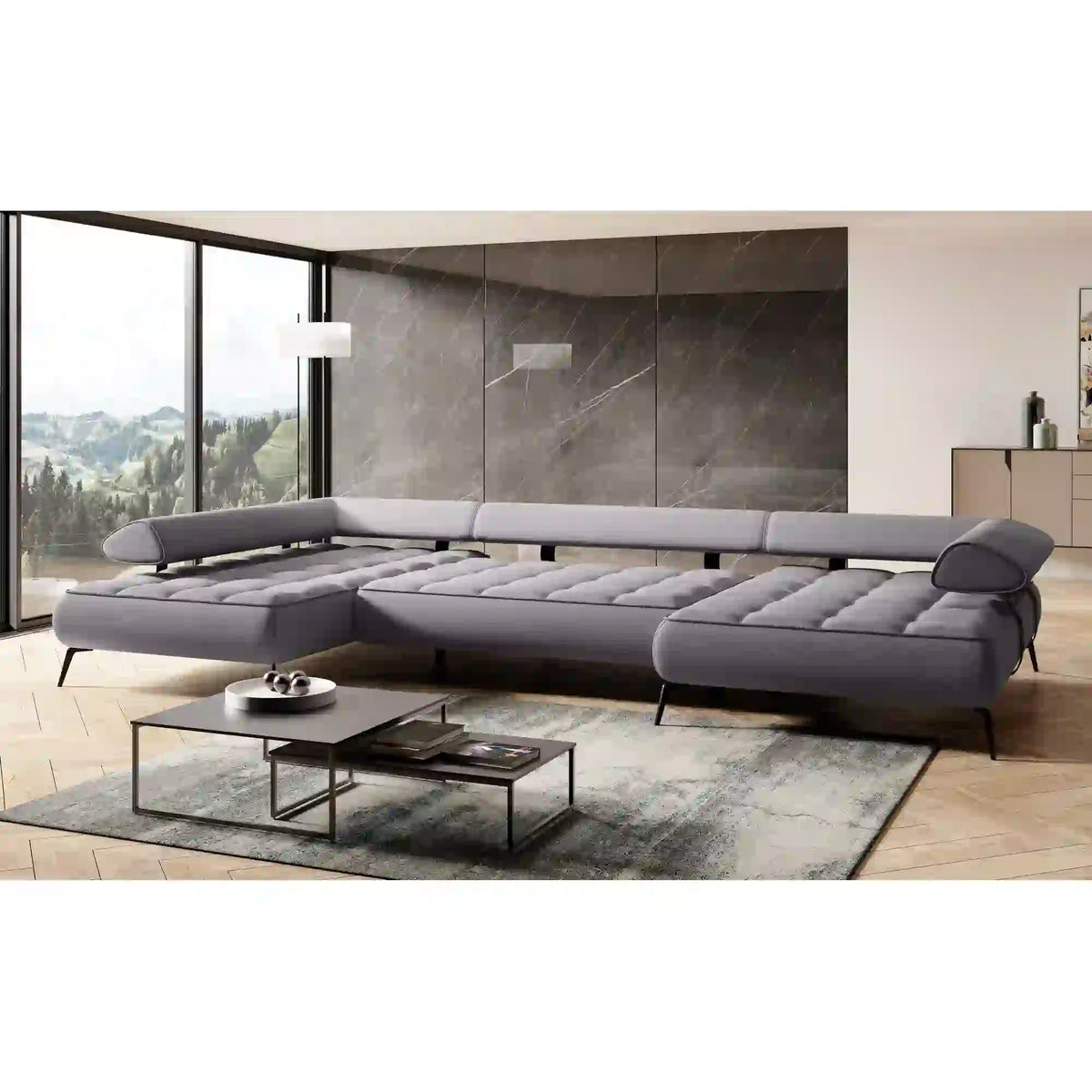 Coltar SELEDO XL, personalizabil materiale gama Oferta Avantaj, cu reglaj electric, 385x224x88 cm