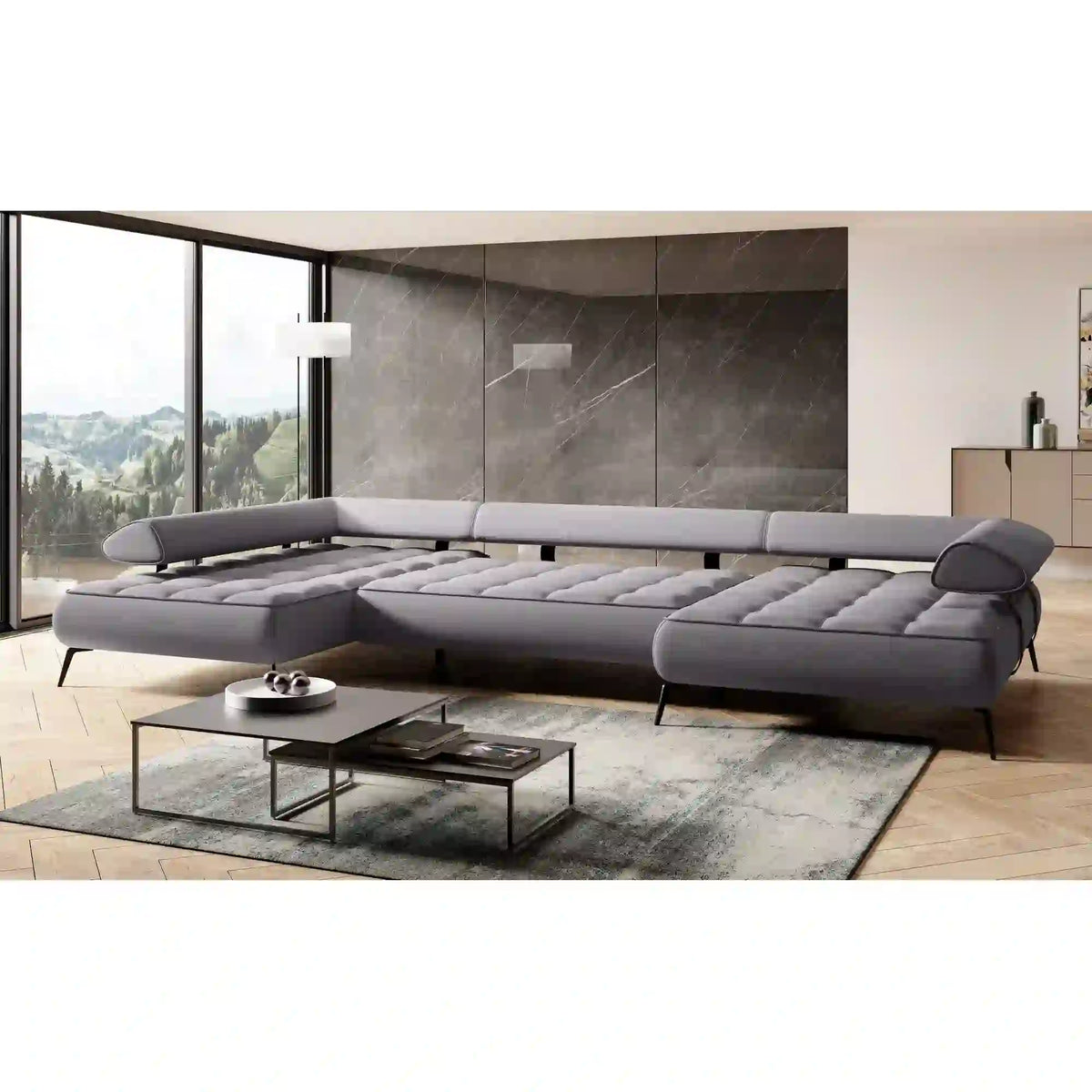 Coltar SELEDO XL, personalizabil materiale gama Premium, cu reglaj electric, 385x224x88 cm