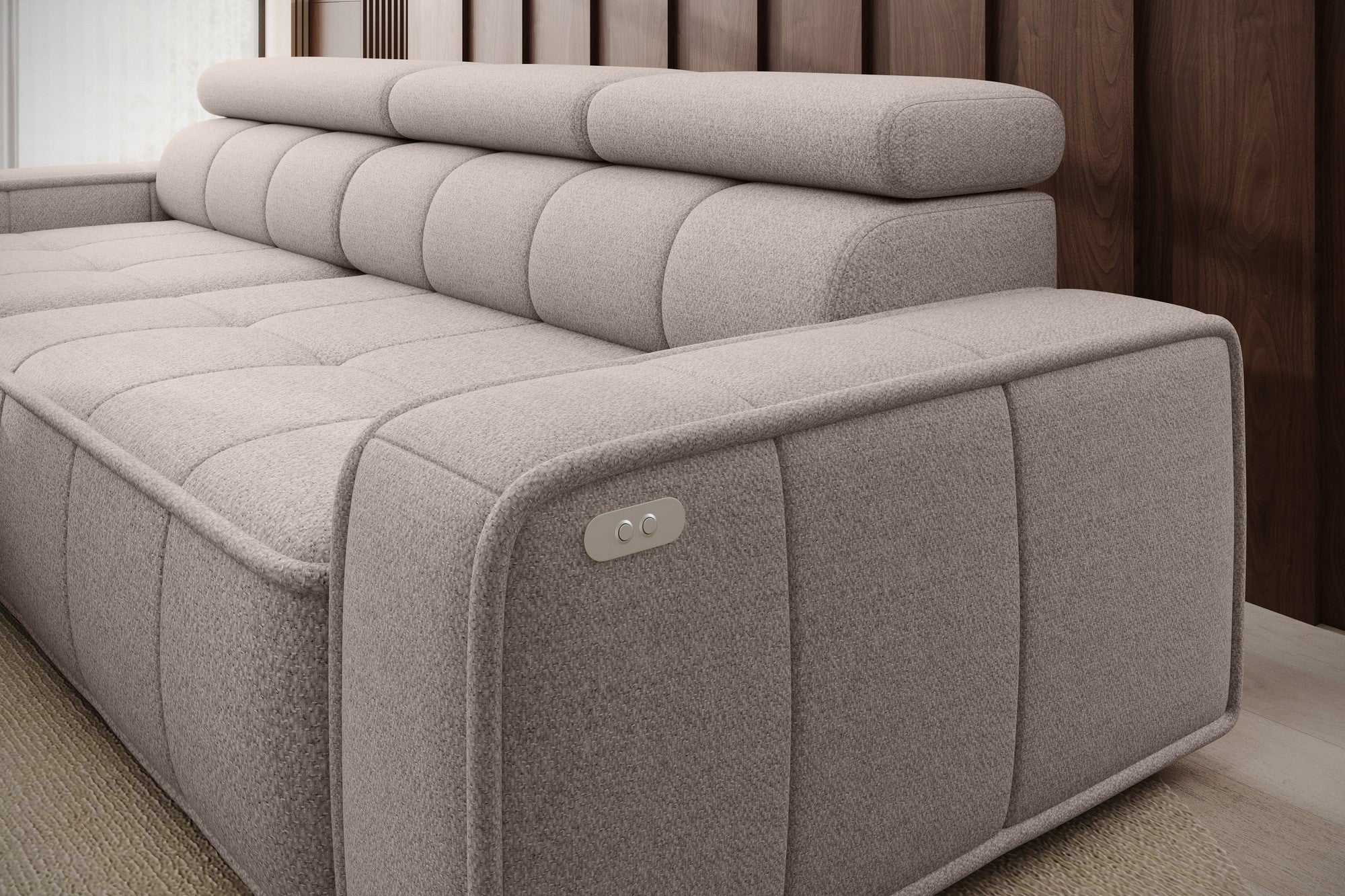 Coltar THIAGO S, personalizabil materiale Gama Premium, cu reglaj electric, 280x170x99 cm