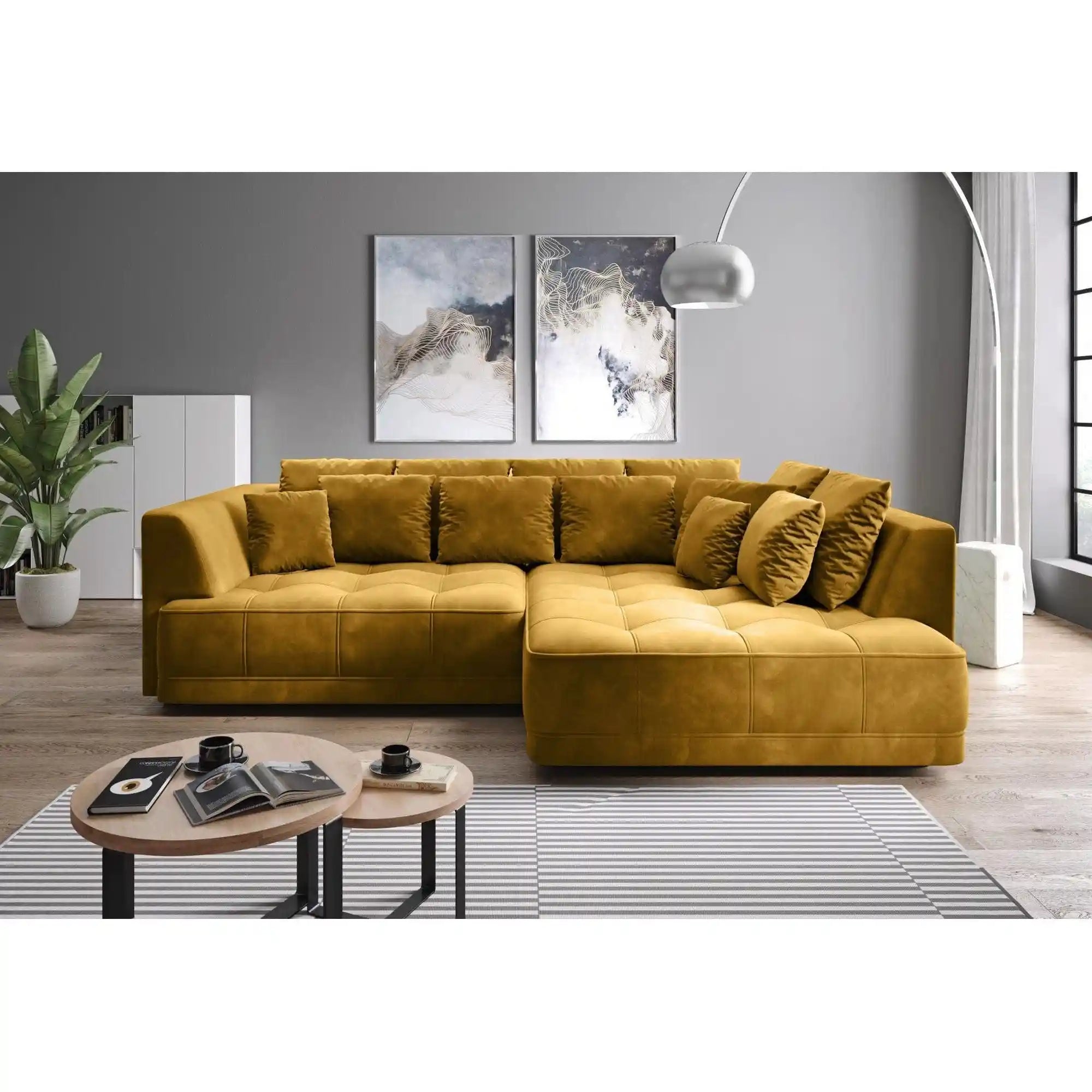 Coltar TIGA, personalizabil material gama Premium, cu reglaj electric, 286x136/207x77 cm