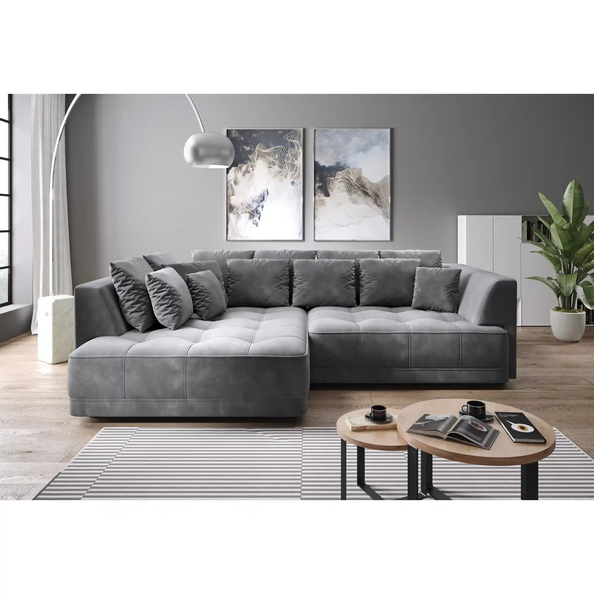 Coltar TIGA, personalizabil material Gama Premium, cu reglaj electric si lada depozitare, 286x207x77 cm