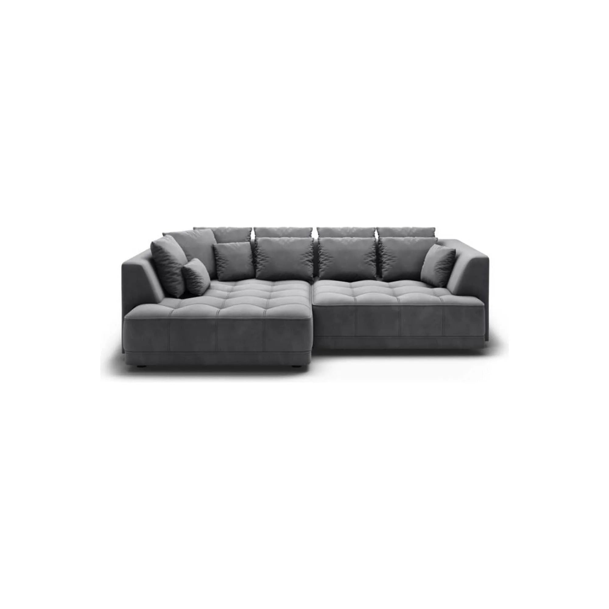 Coltar TIGA, sezlong stanga, stofa catifelata grej - Vogue 4, cu reglaj electric, 286x207x77 cm