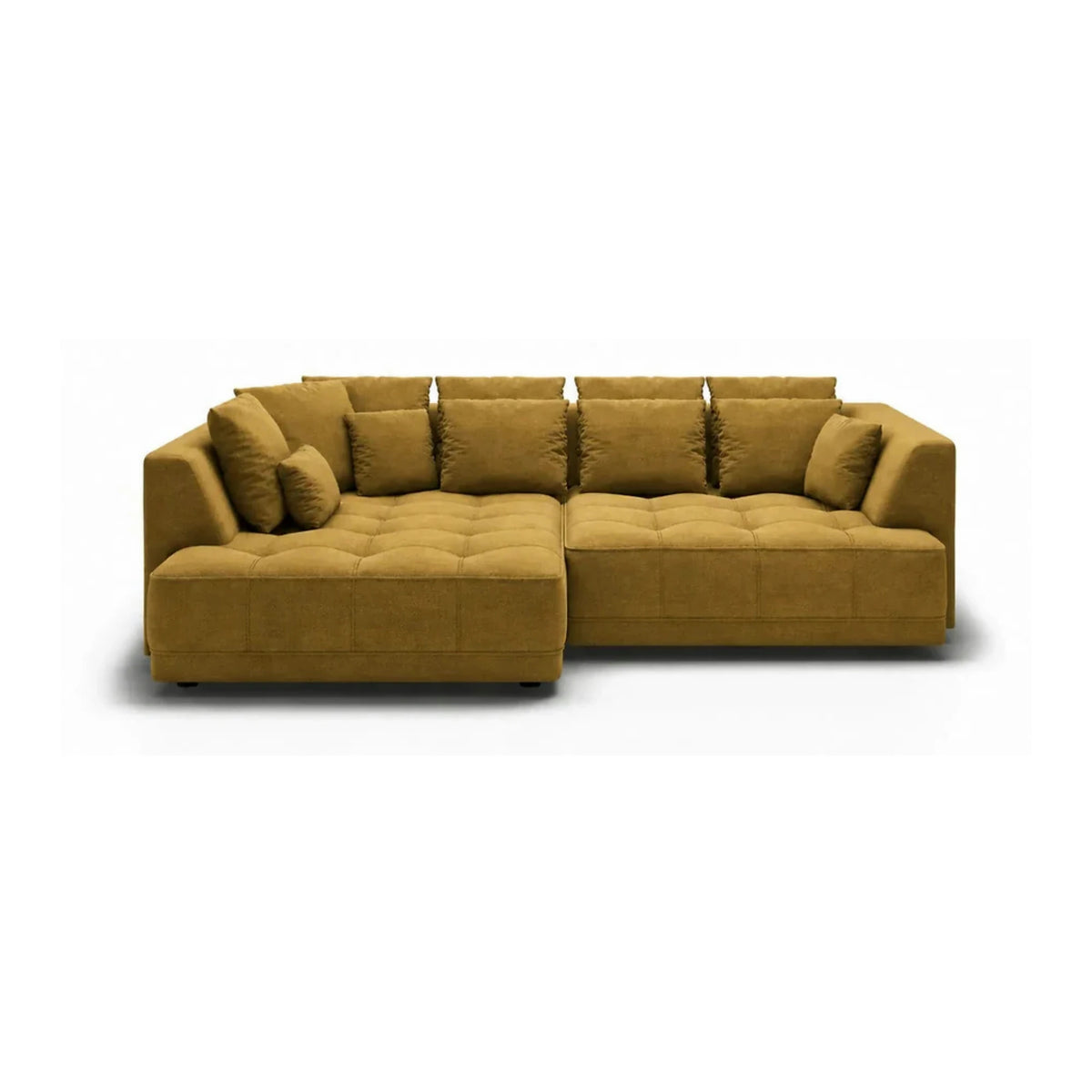 Coltar TIGA, sezlong stanga,  stofa clasica galben mustar - Austin 11, cu reglaj electric, 286x207x77 cm