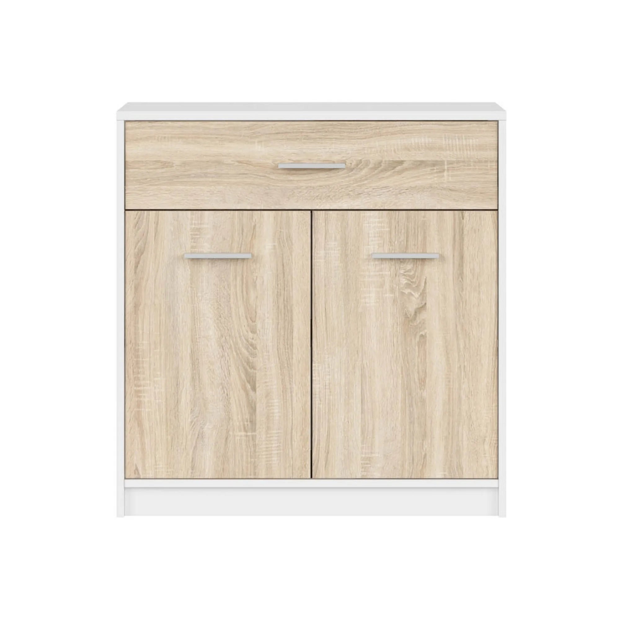 Comada NEPO PLUS, alb/stejar sonoma, PAL laminat, 80x34x84 cm