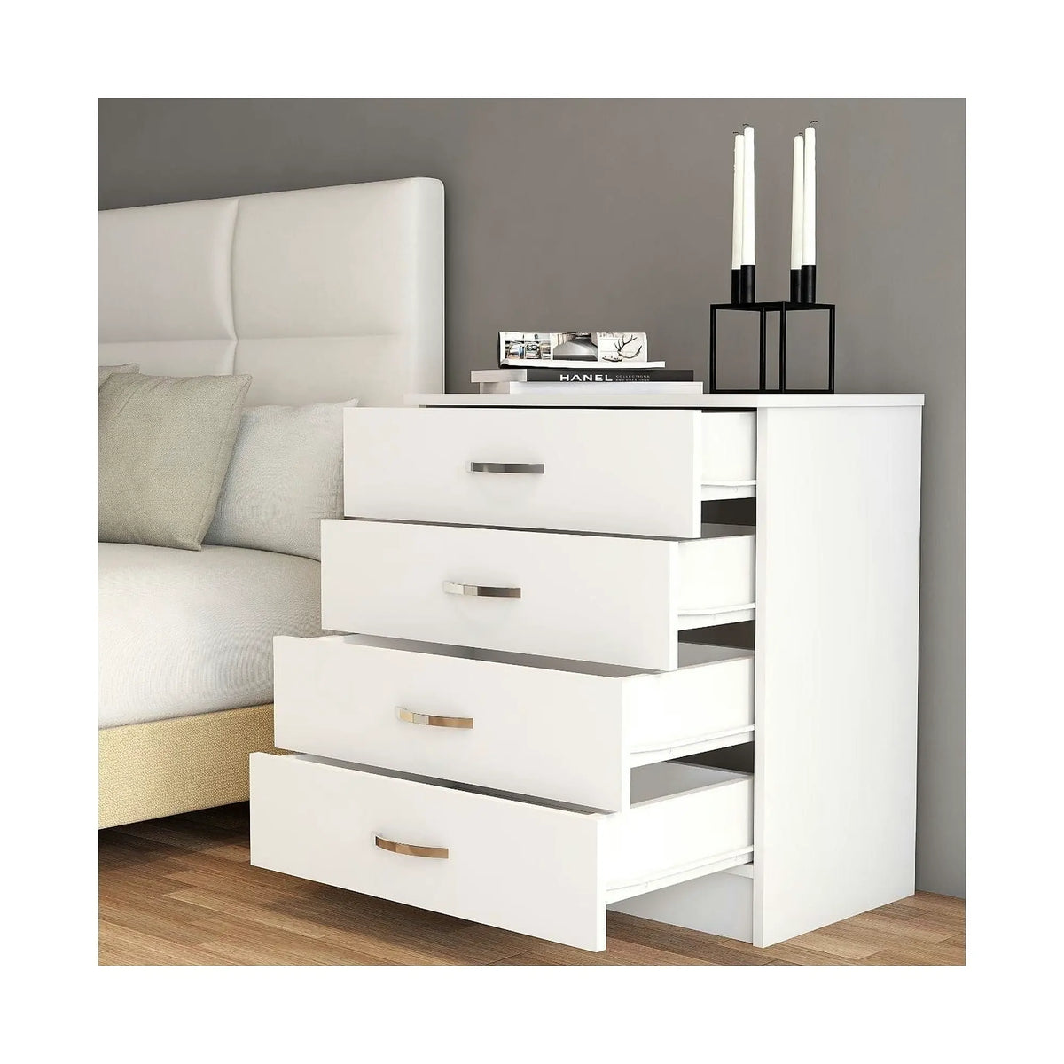 Comoda 616TNM1505, alb, PAL melaminat, 72x45x81 cm