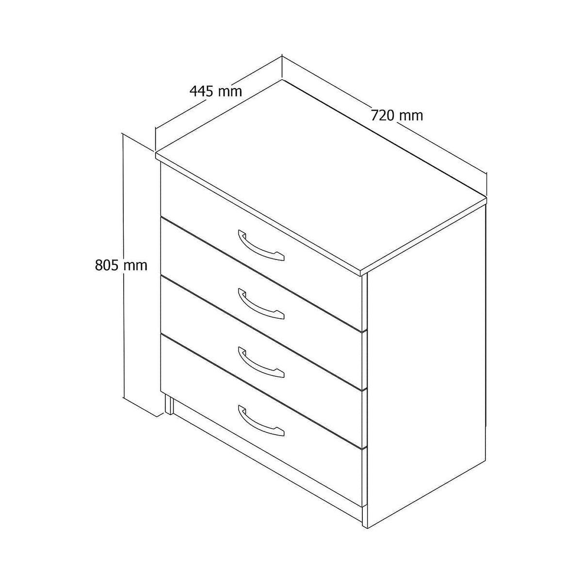 Comoda 616TNM1506, stejar, PAL melaminat, 72x45x81 cm