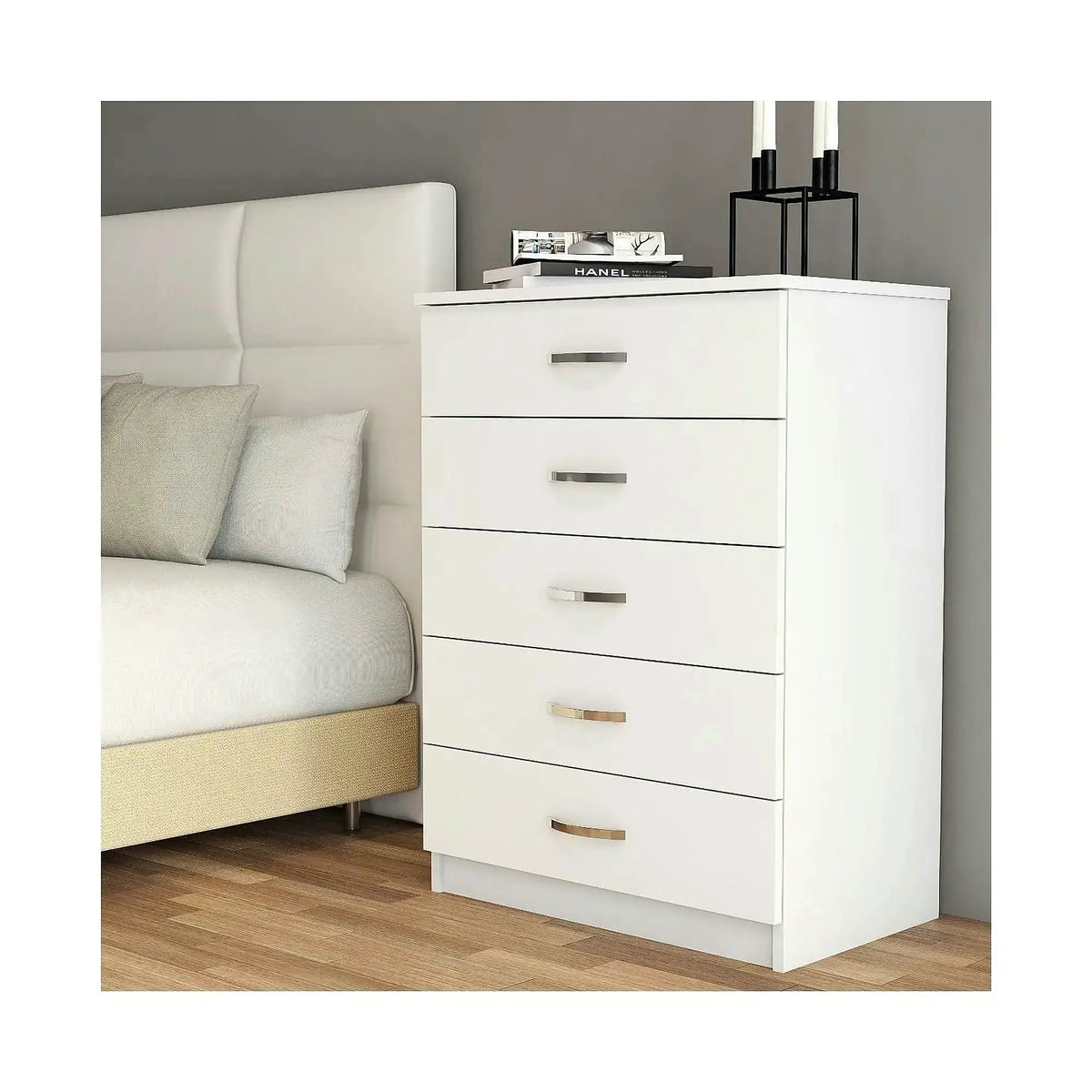 Comoda 616TNM1507, alb, PAL melaminat, 72x45x98 cm