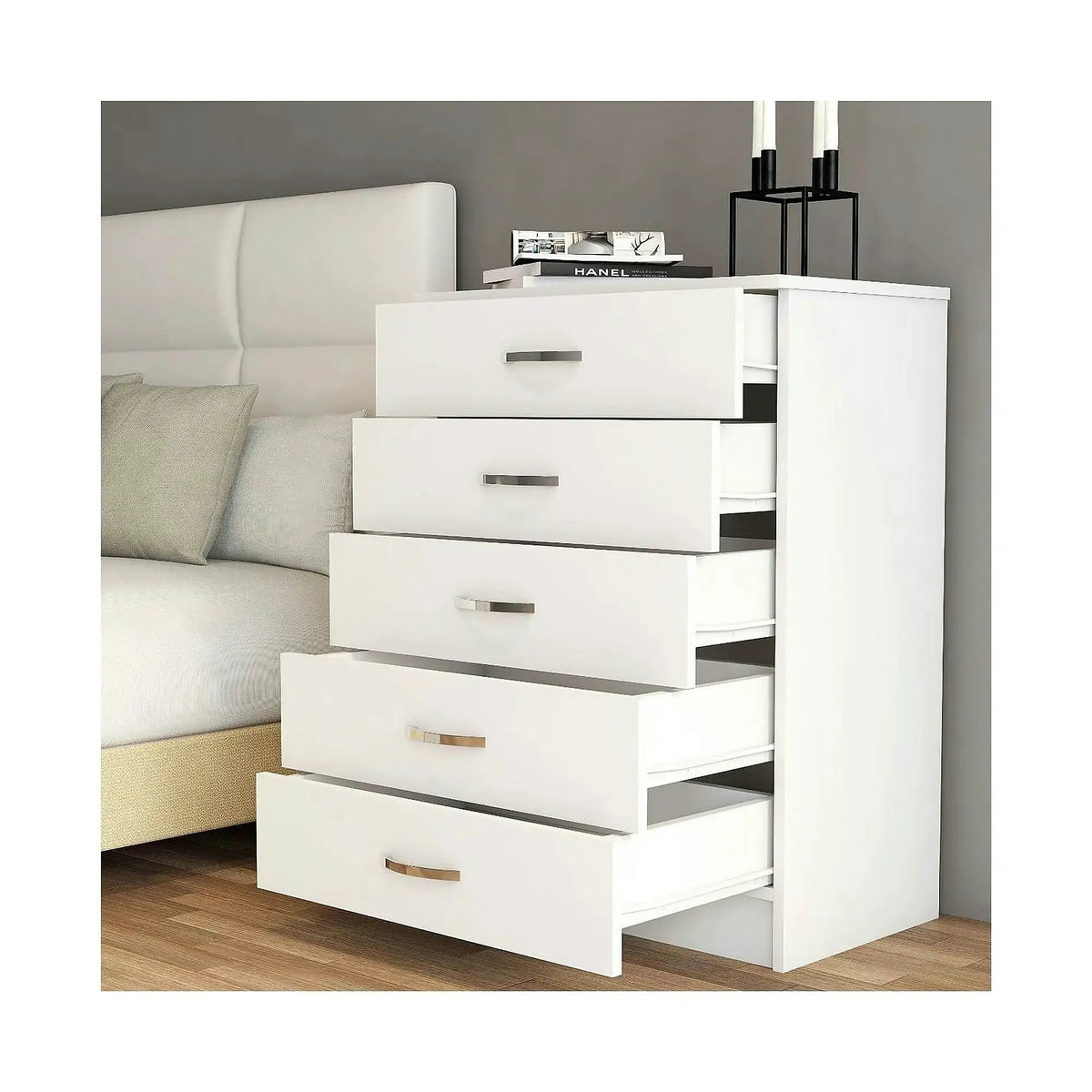 Comoda 616TNM1507, alb, PAL melaminat, 72x45x98 cm
