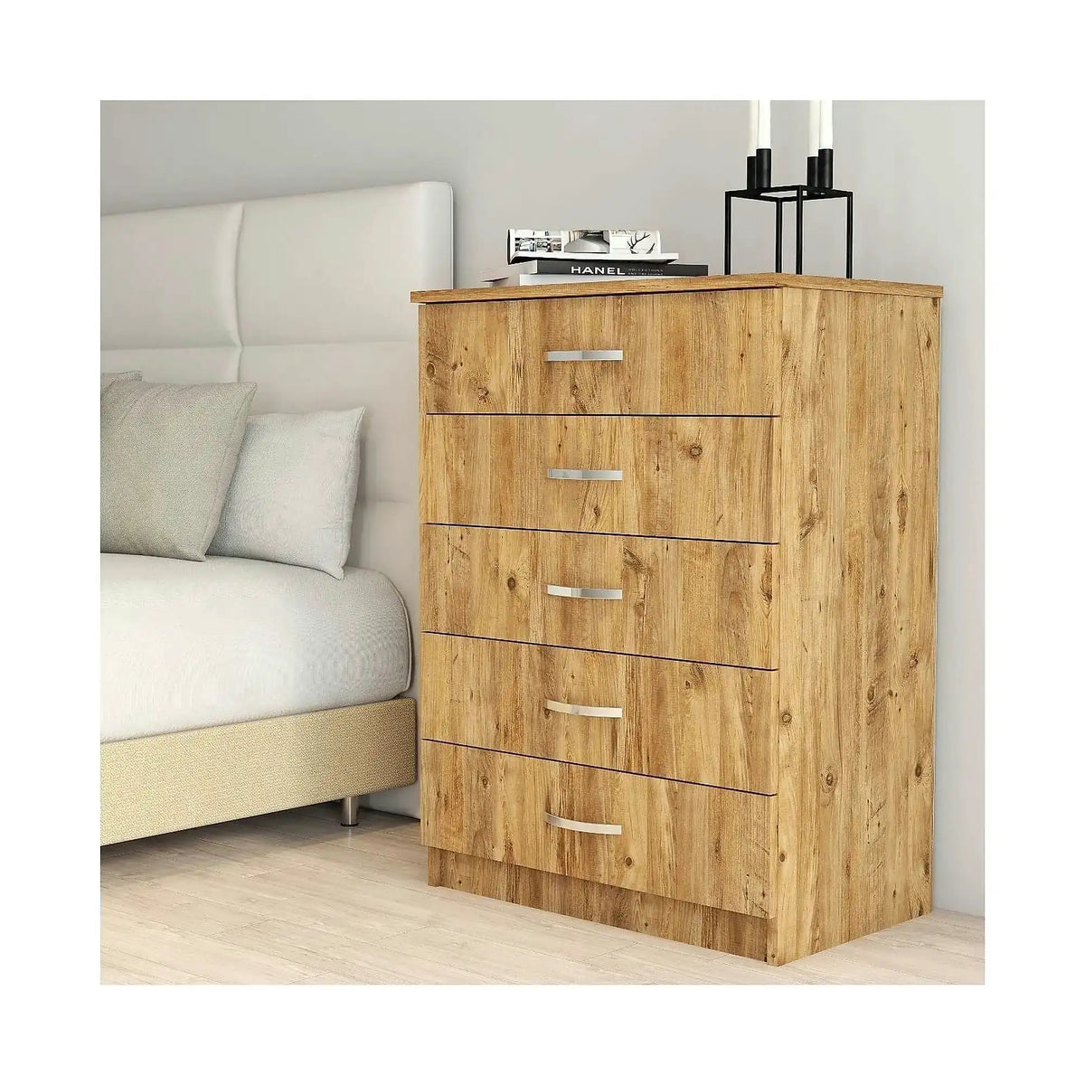 Comoda 616TNM1508, stejar, PAL melaminat, 72x45x98 cm
