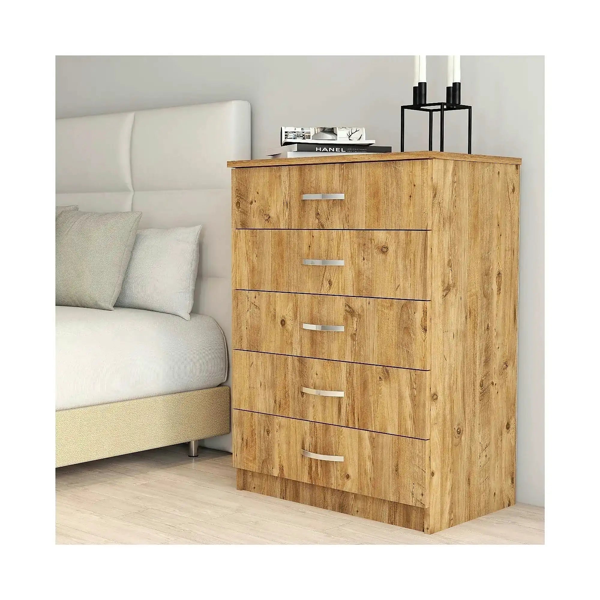 Comoda 616TNM1508, stejar, PAL melaminat, 72x45x98 cm