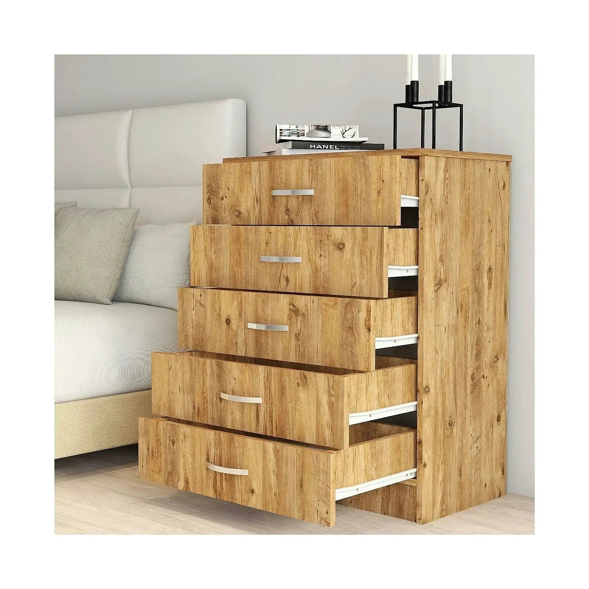 Comoda 616TNM1508, stejar, PAL melaminat, 72x45x98 cm