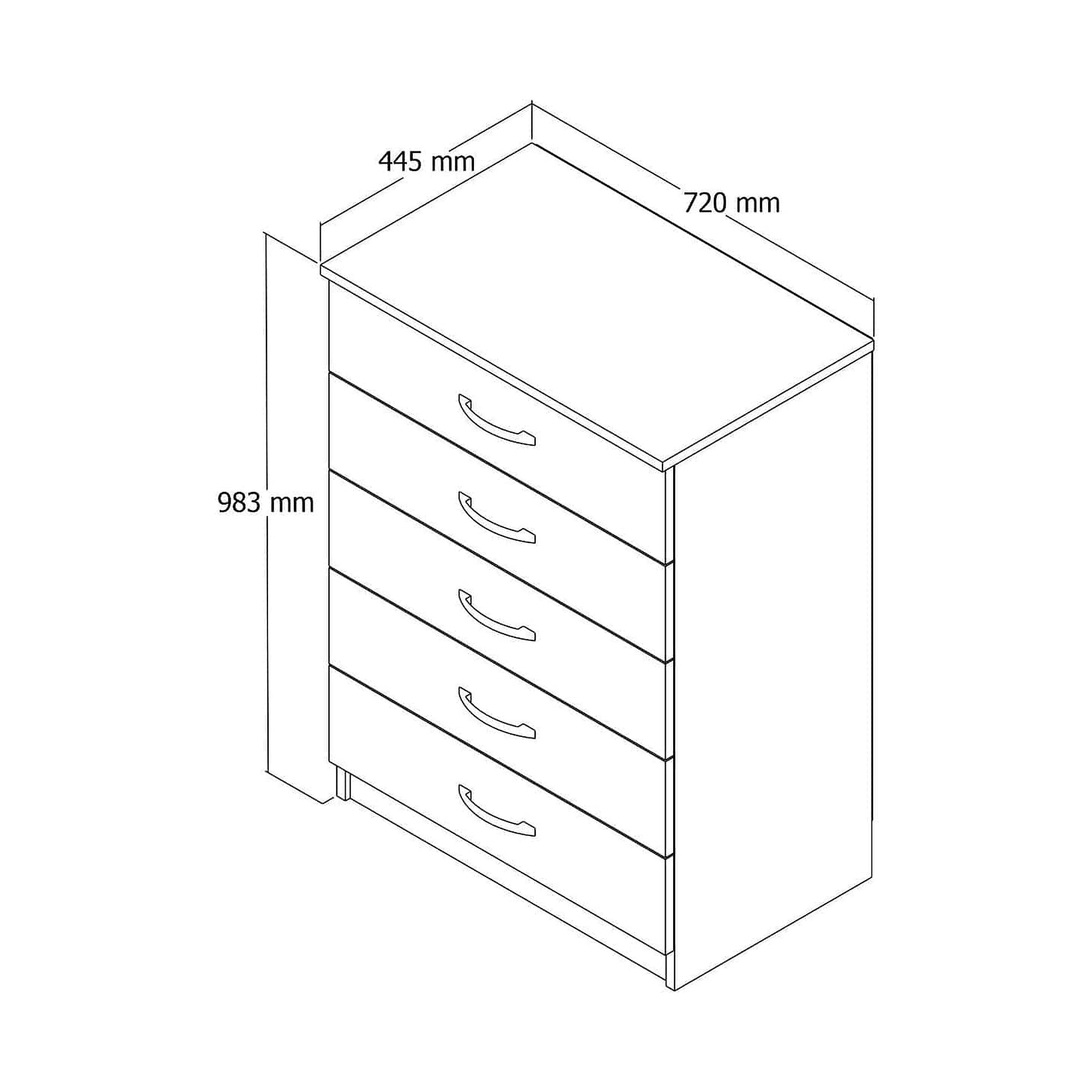 Comoda 616TNM1510, alb/stejar, PAL melaminat, 72x45x98 cm