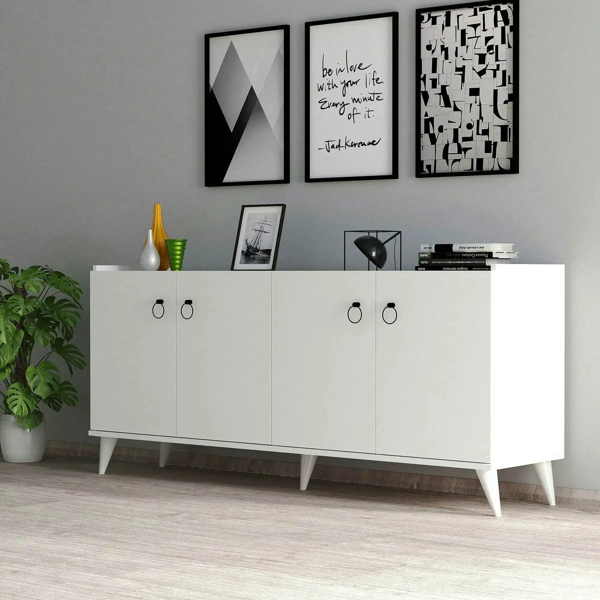 Comoda 616TNM1601, alb, PAL melaminat, 180x45x79 cm