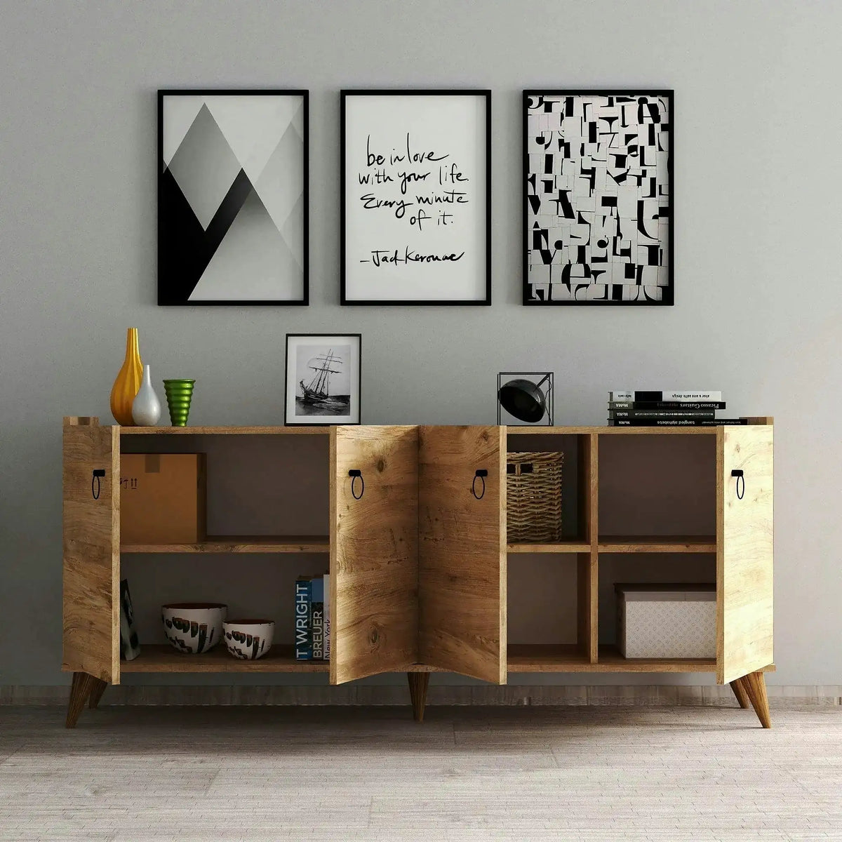 Comoda 616TNM1602, stejar, PAL melaminat, 180x45x79 cm