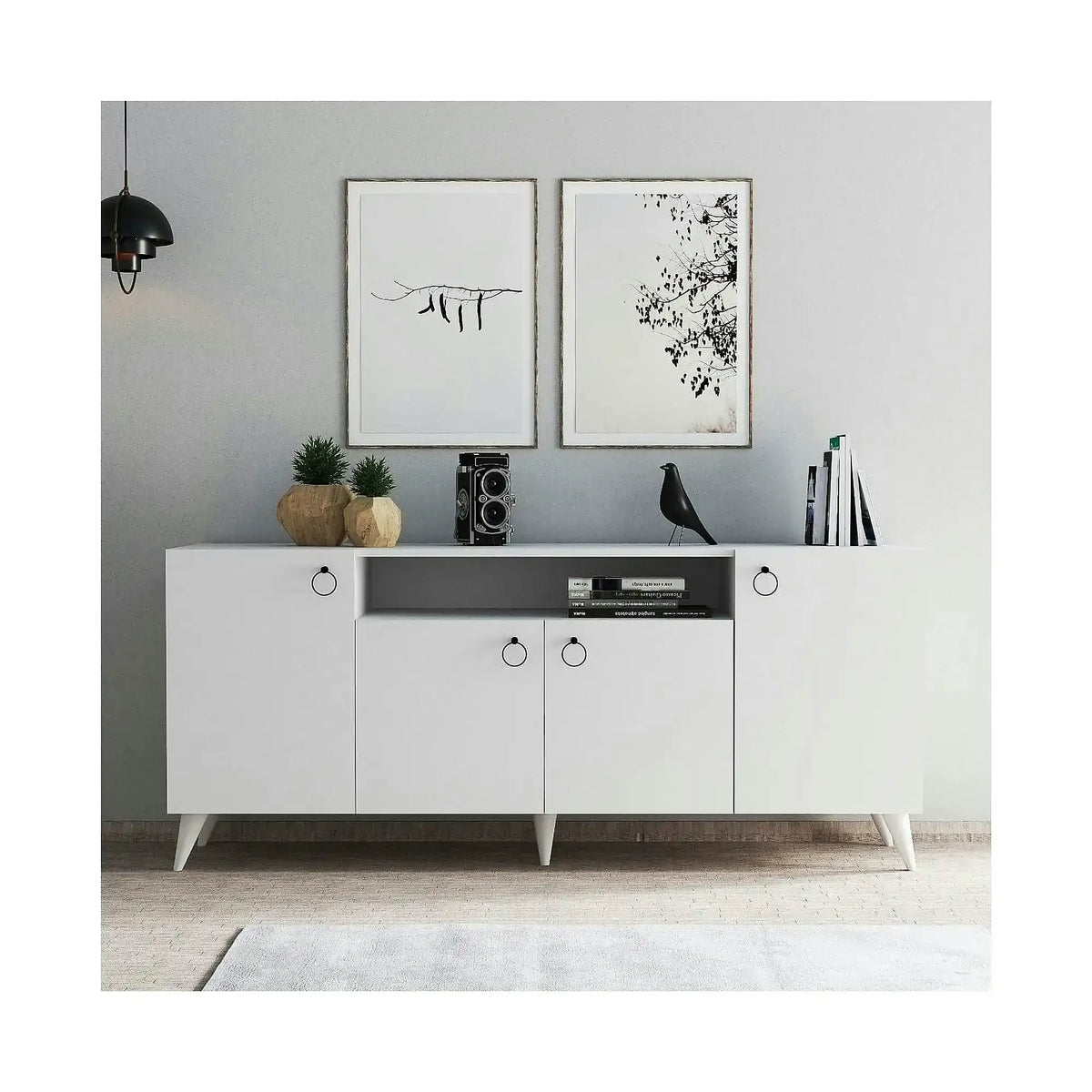 Comoda 616TNM1604, alb, PAL melaminat, 180x45x79 cm
