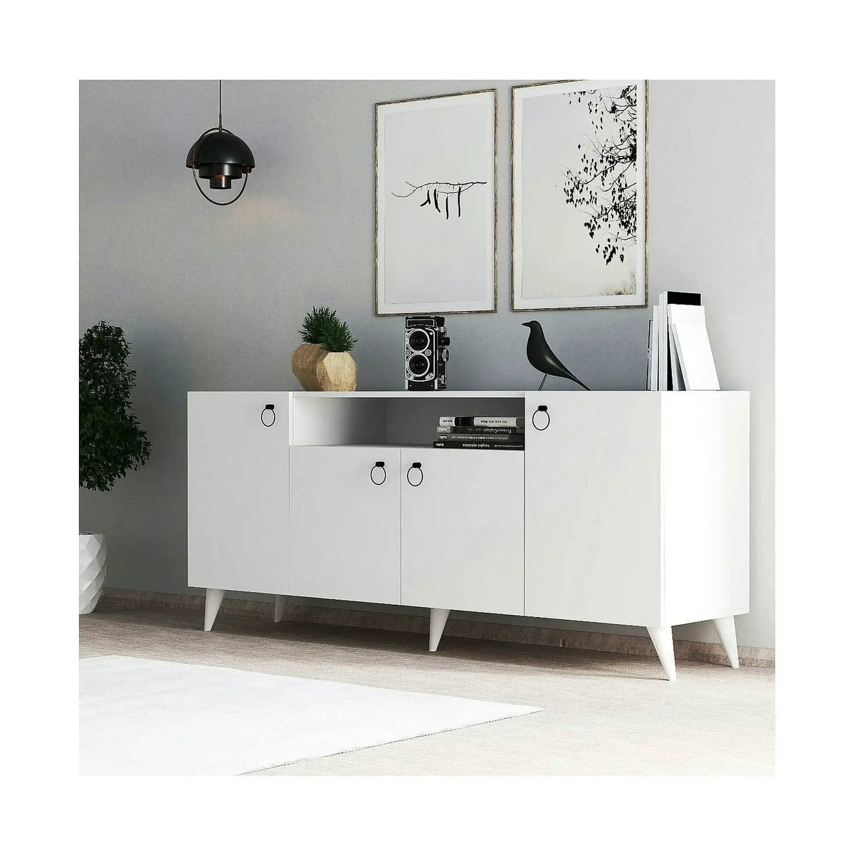 Comoda 616TNM1604, alb, PAL melaminat, 180x45x79 cm