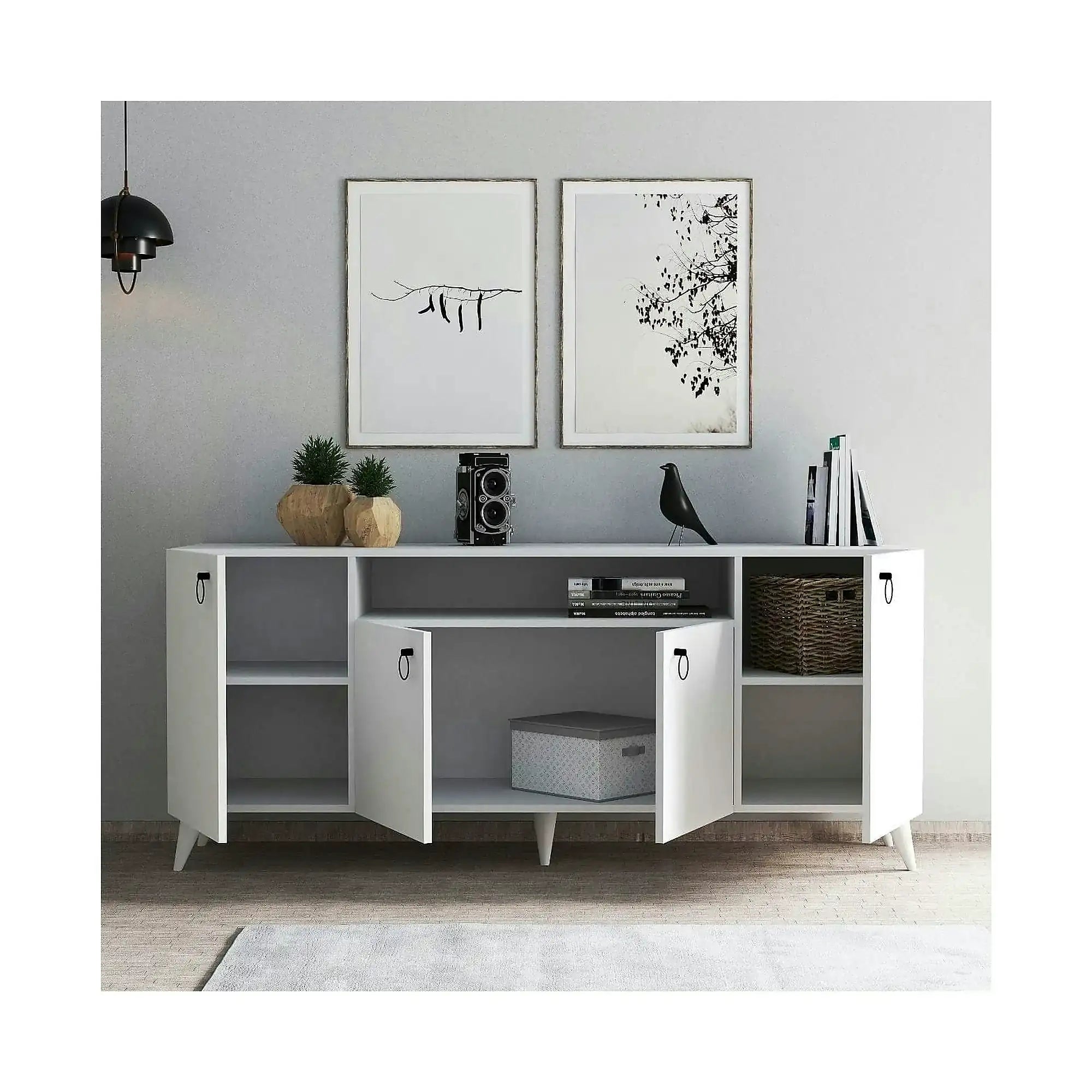 Comoda 616TNM1604, alb, PAL melaminat, 180x45x79 cm