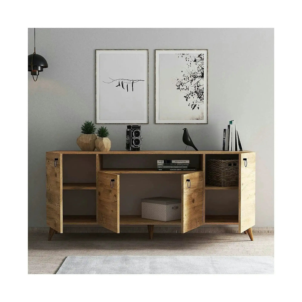 Comoda 616TNM1605, stejar, PAL melaminat, 180x45x79 cm
