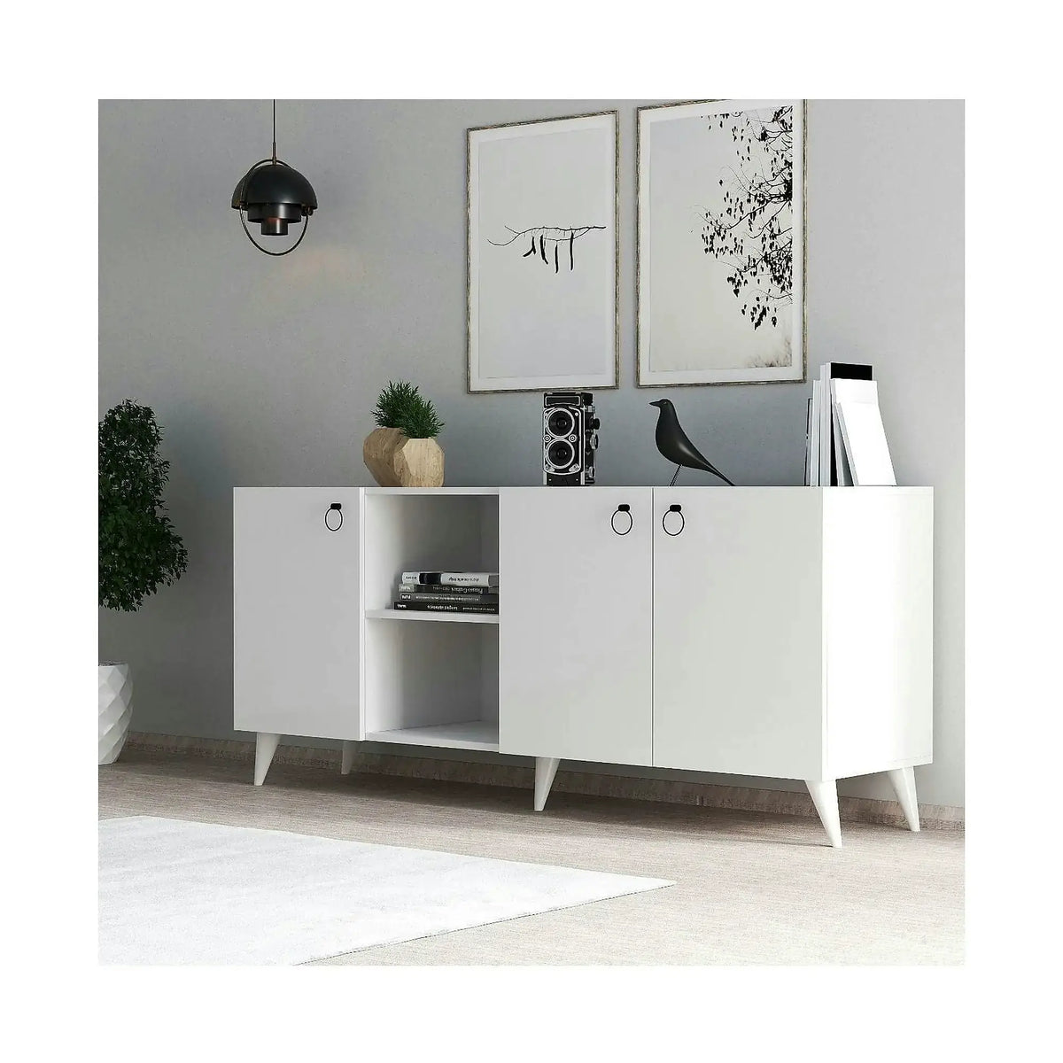 Comoda 616TNM1607, alb, PAL melaminat, 180x45x79 cm