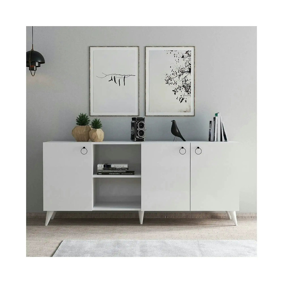 Comoda 616TNM1607, alb, PAL melaminat, 180x45x79 cm