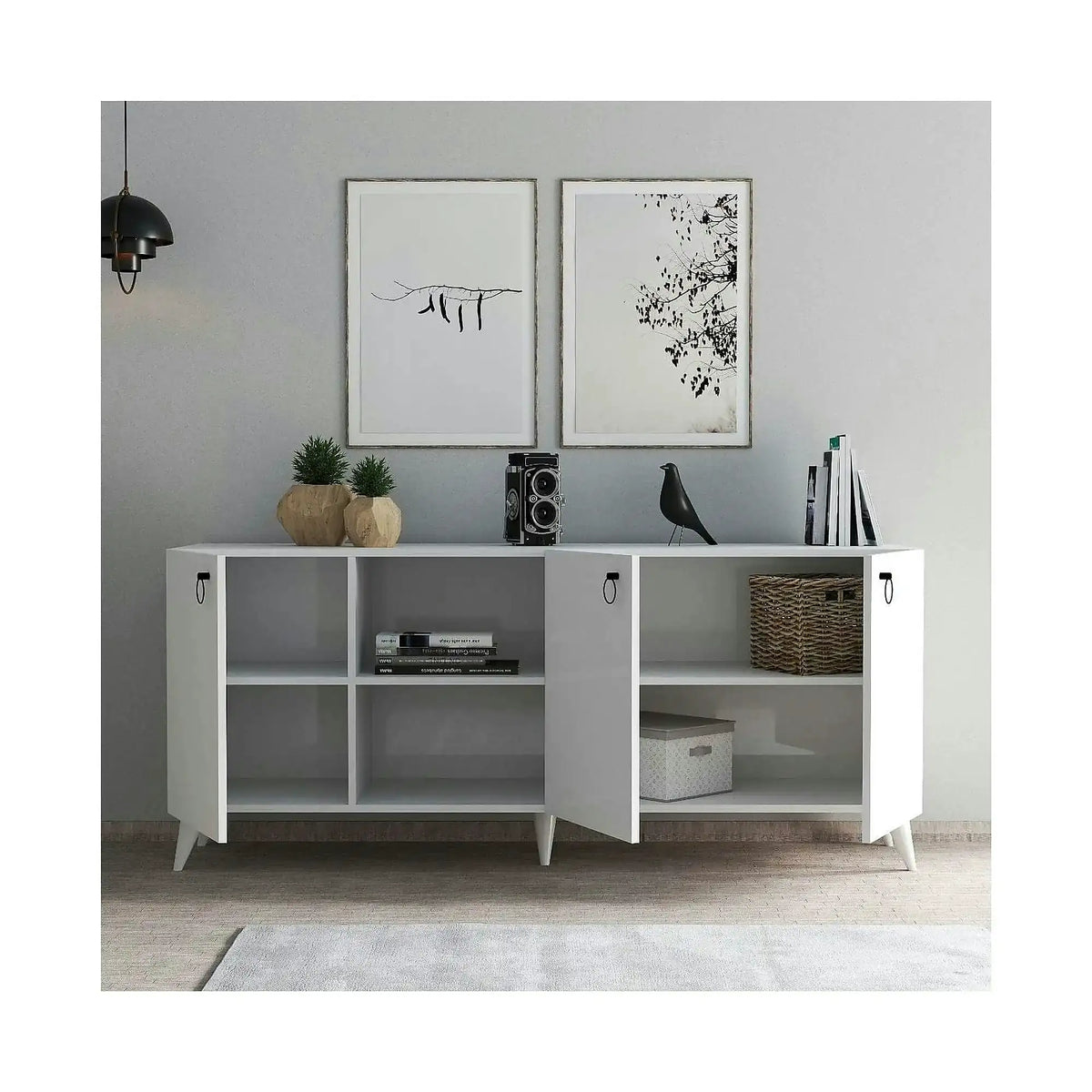 Comoda 616TNM1607, alb, PAL melaminat, 180x45x79 cm