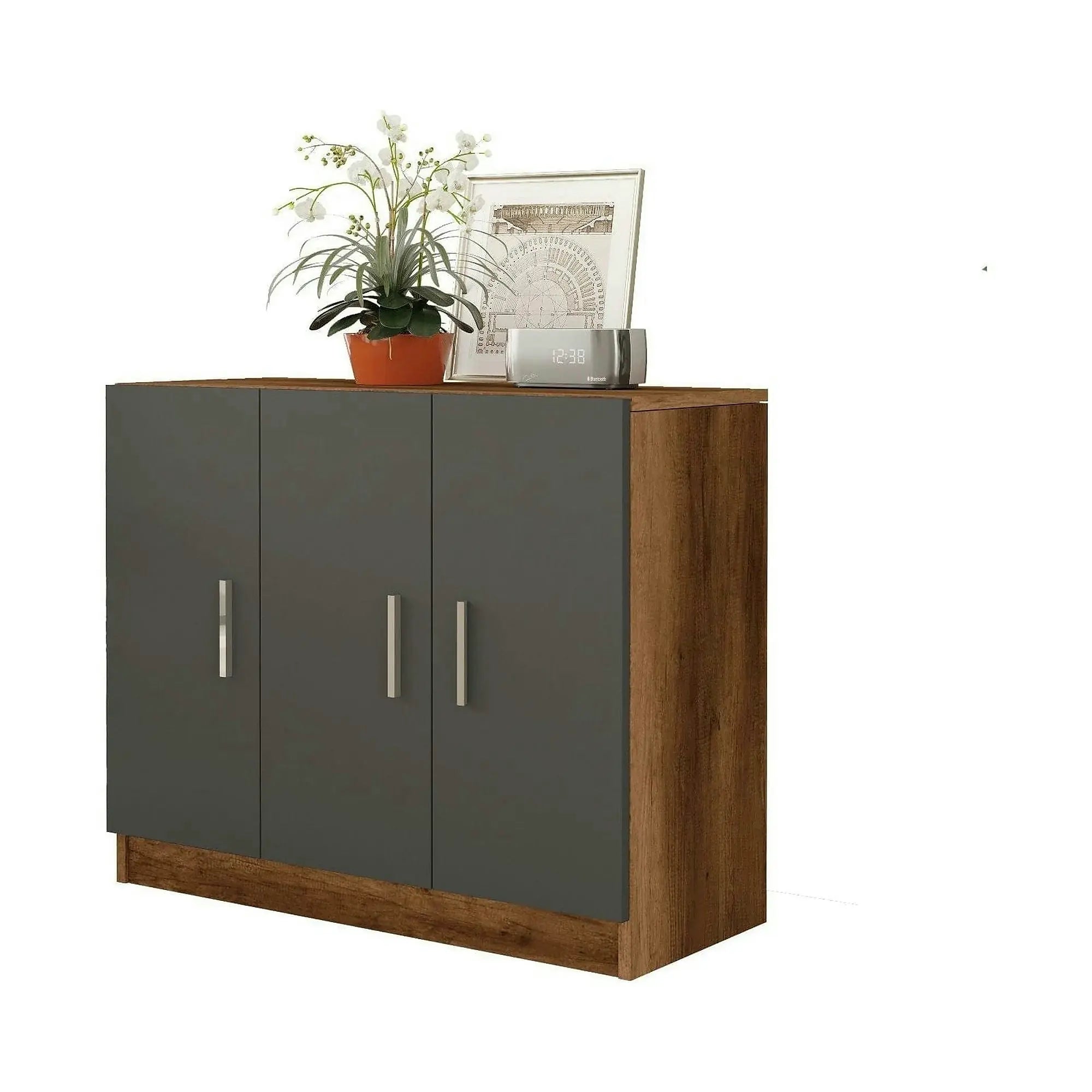 Comoda 956LCS1501, nuc/gri, PAL melaminat, 89x38x74 cm