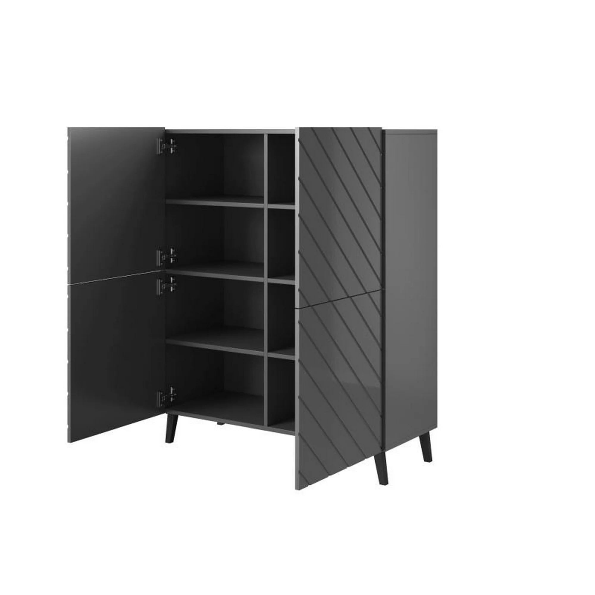 Comoda ABETO, gri grafit/negru, PAL, 101x40x122 cm