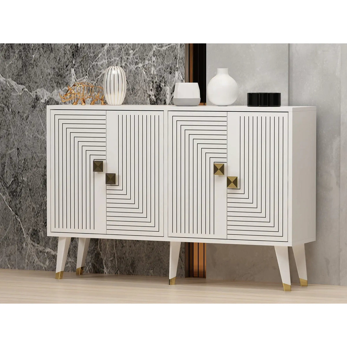 Comoda AHART, alb, PAL melaminat, 120x30x80 cm
