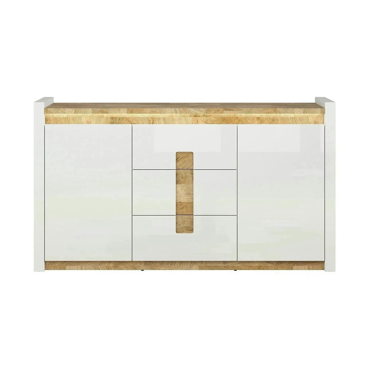 Comoda ALAMEDA, alb/stejar, PAL, 172x41x97 cm