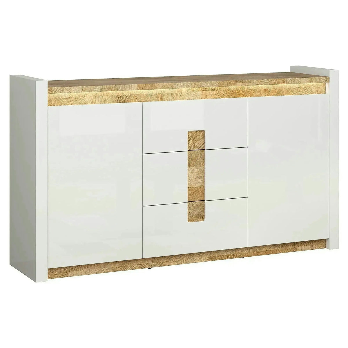 Comoda ALAMEDA, alb/stejar, PAL, 172x41x97 cm