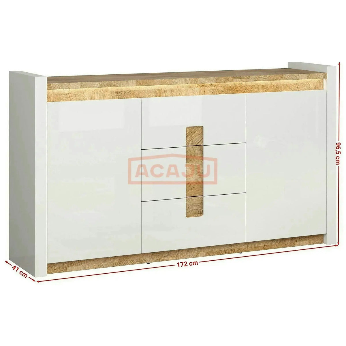 Comoda ALAMEDA, alb/stejar, PAL, 172x41x97 cm