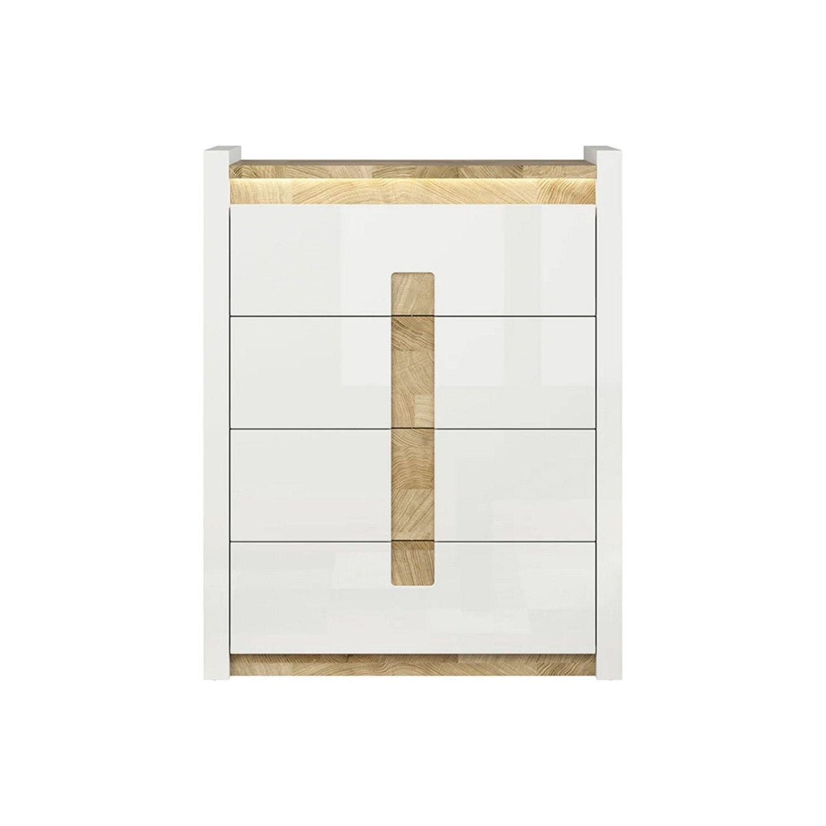 Comoda ALAMEDA, alb/stejar, PAL, 97x42x123 cm