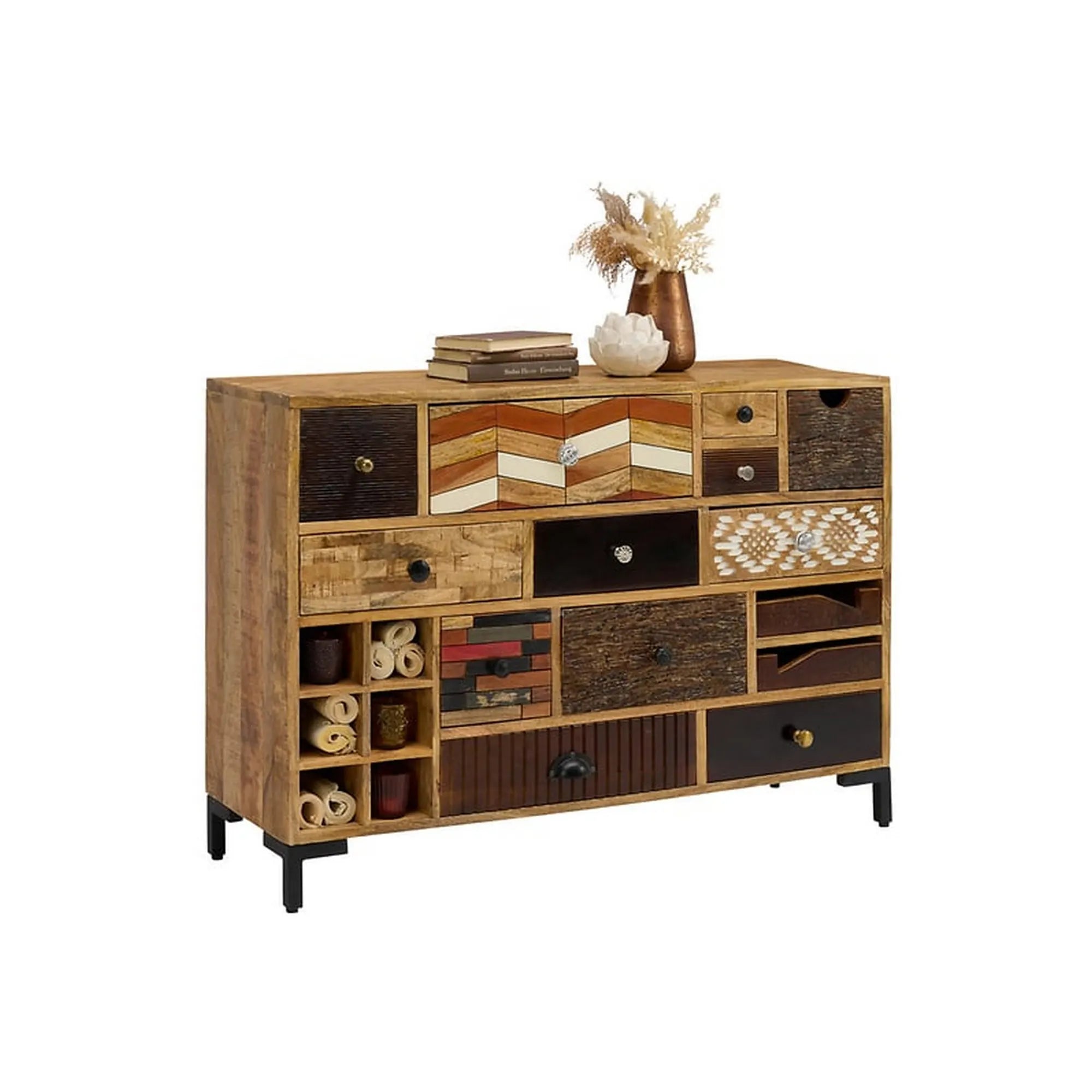 Comoda ALOKA, multicolor, lemn, 115x35x80 cm