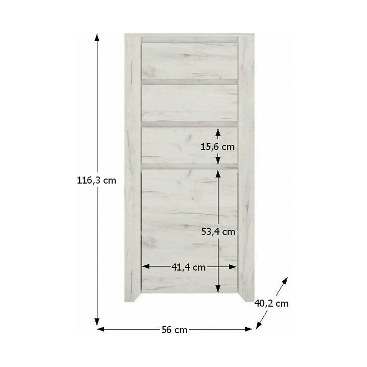 Comoda ANGEL TIP 35, alb, PAL melaminat, 56x40x116 cm