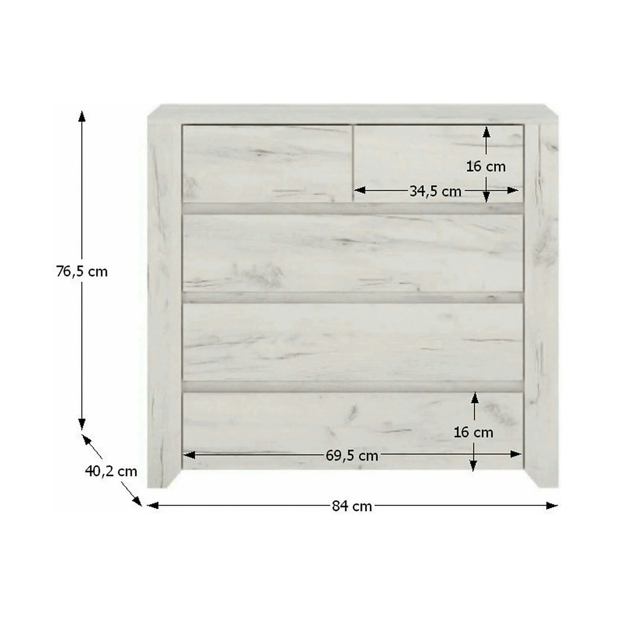 Comoda ANGEL TIP 43, alb, PAL melaminat, 84x40x77 cm