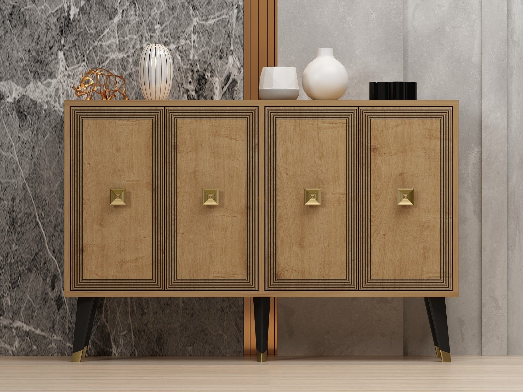 Comoda ANSEL, stejar sapphire/negru, PAL melaminat, 120x30x80 cm