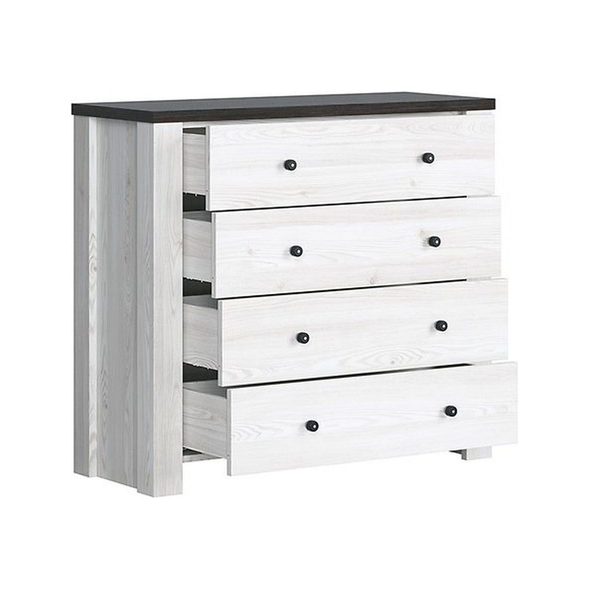Comoda Antwerpen, alb/pin, PAL, 101x40x92 cm