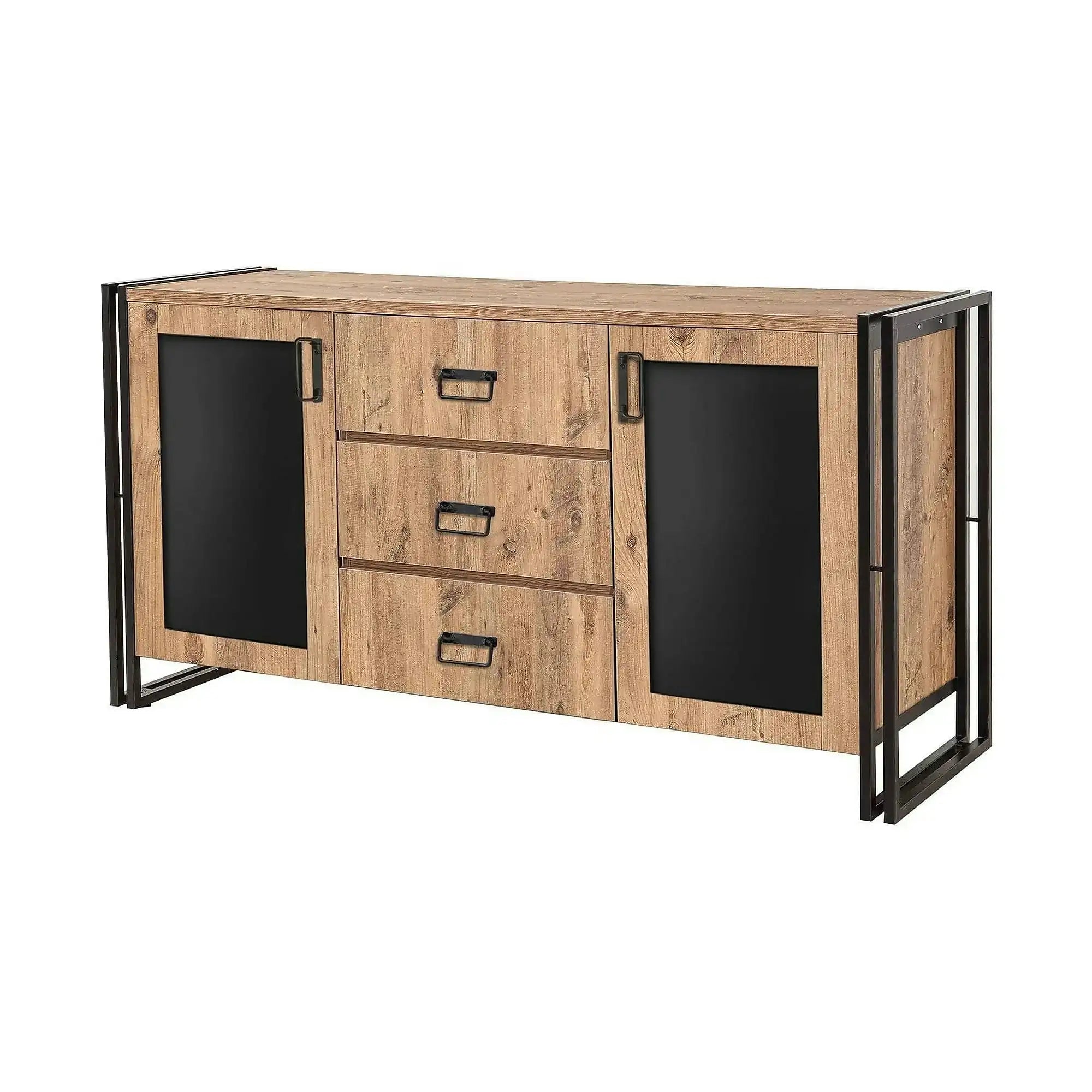 Comoda Arcas Tonya, pin atlantic/negru, PAL melaminat, 160x45x80 cm