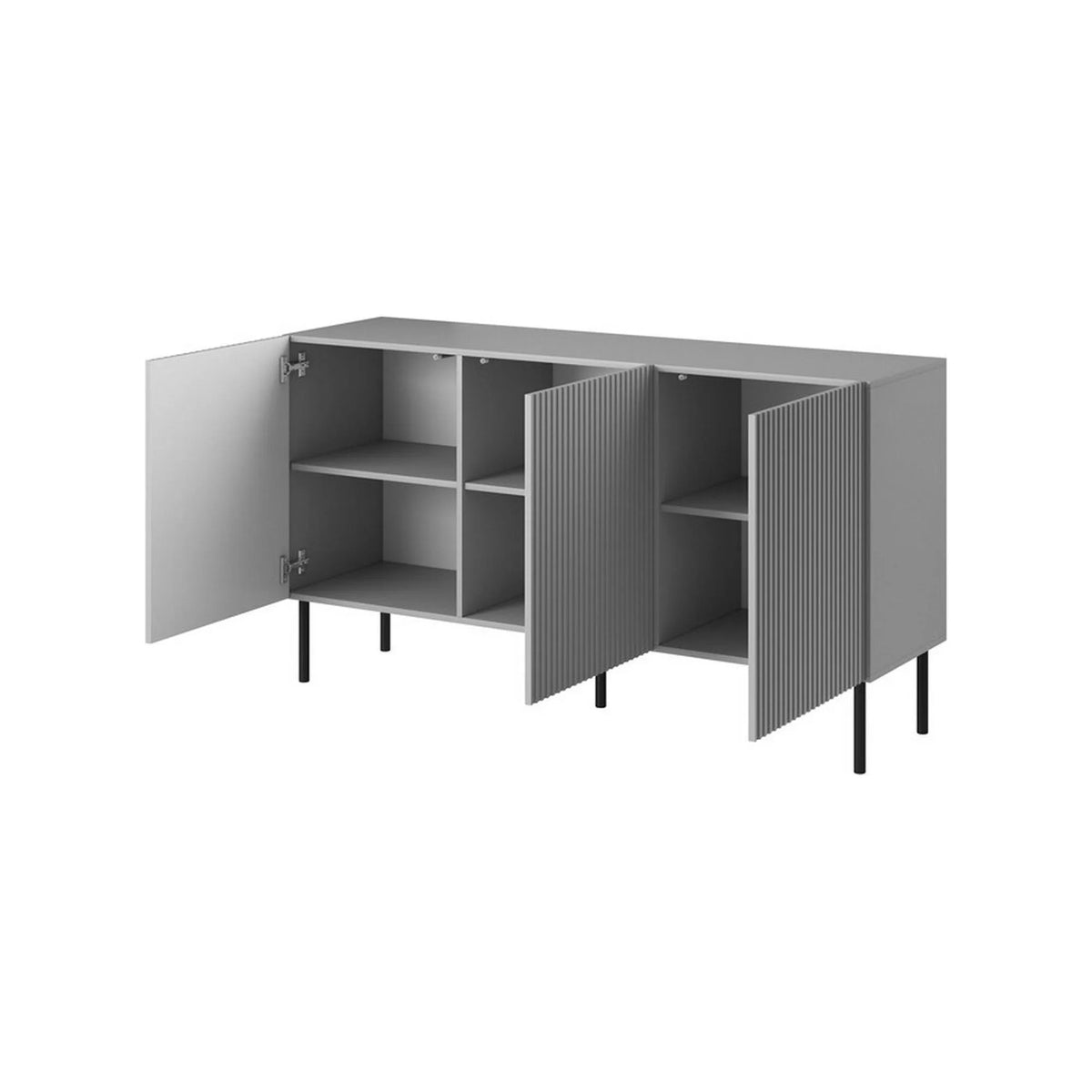 Comoda ASENSIO, gri mat/negru, PAL, 150x42x82 cm