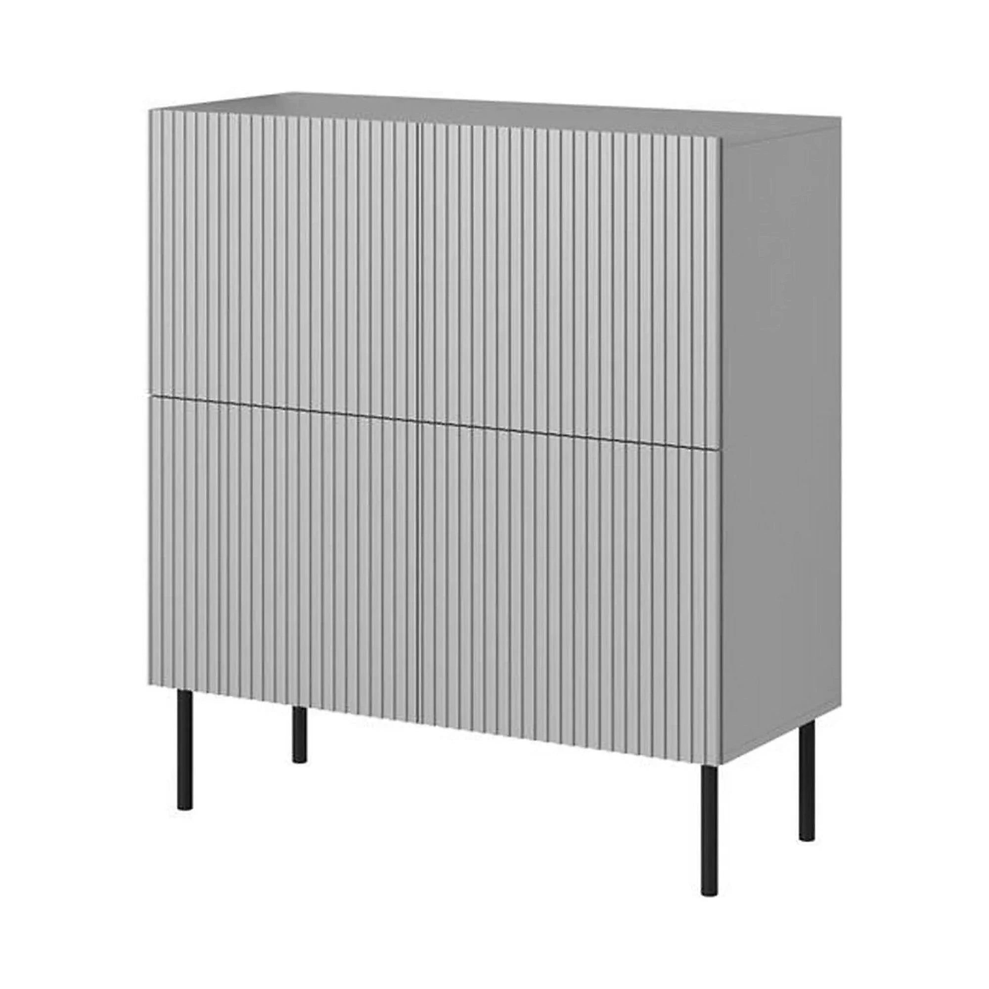 Comoda ASENSIO, gri mat/negru, PAL laminat, 100x42x110 cm