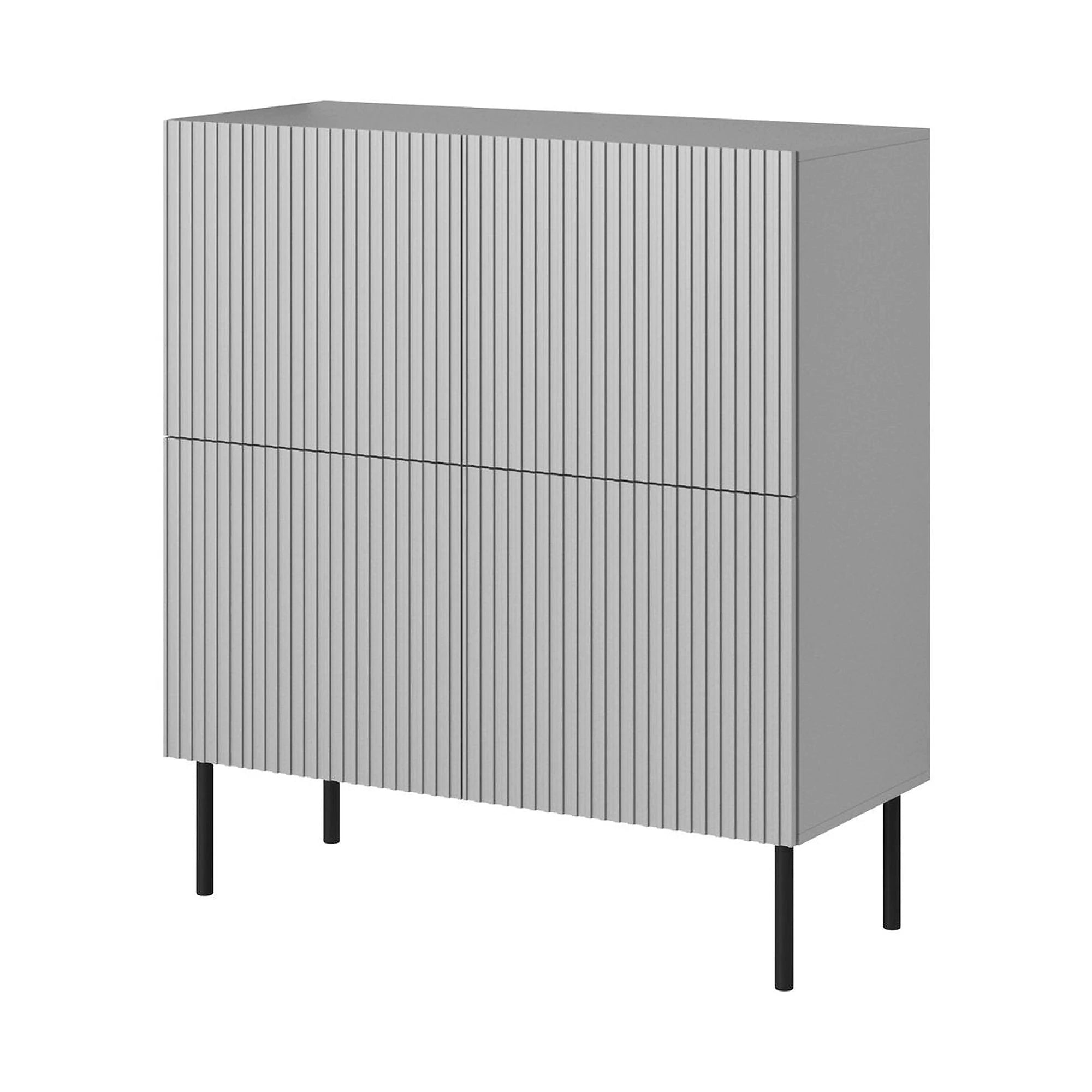 Comoda ASENSIO, gri mat/negru, PAL laminat, 100x42x110 cm