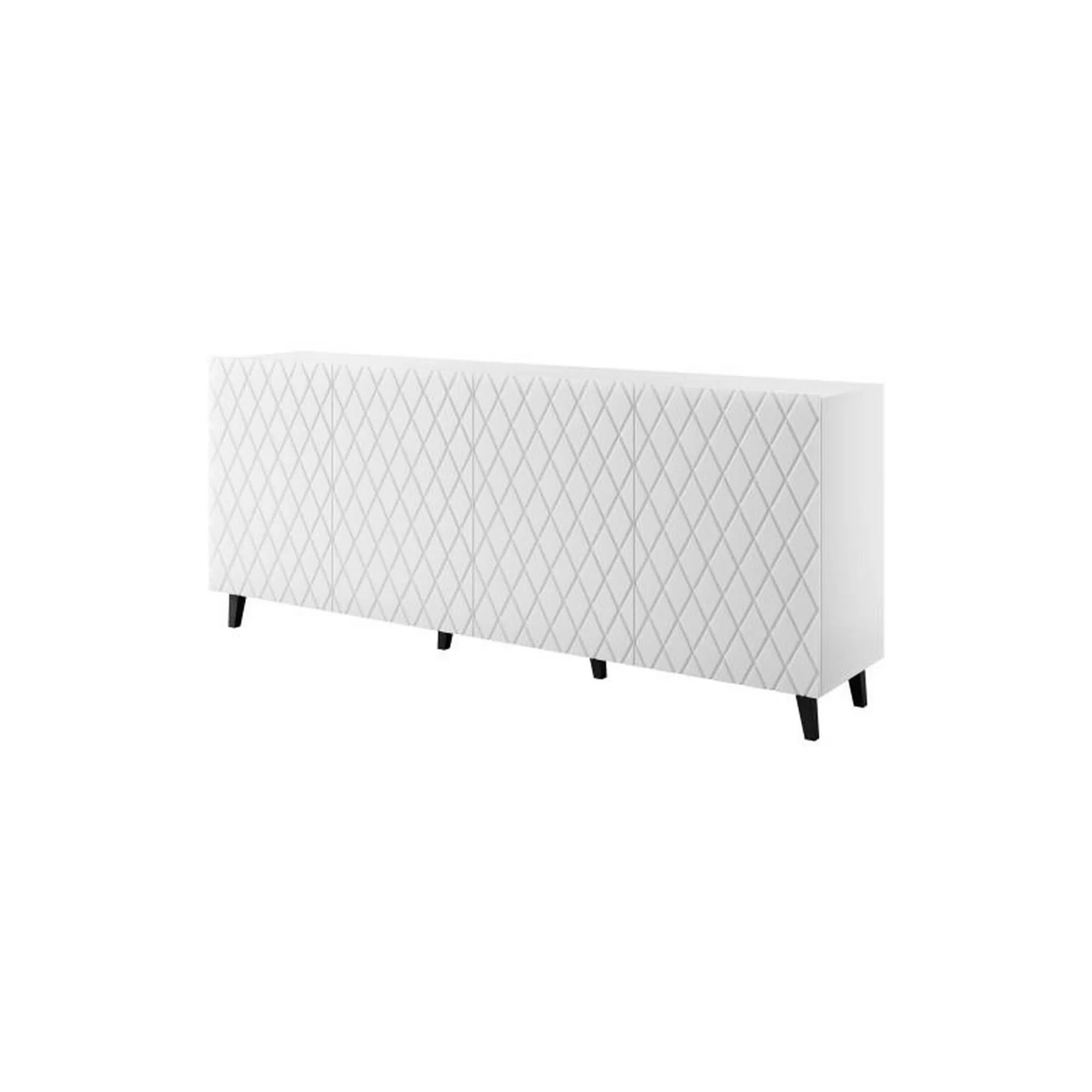 Comoda ASTI, alb/negru, PAL laminat/plastic, 200x42x82 cm